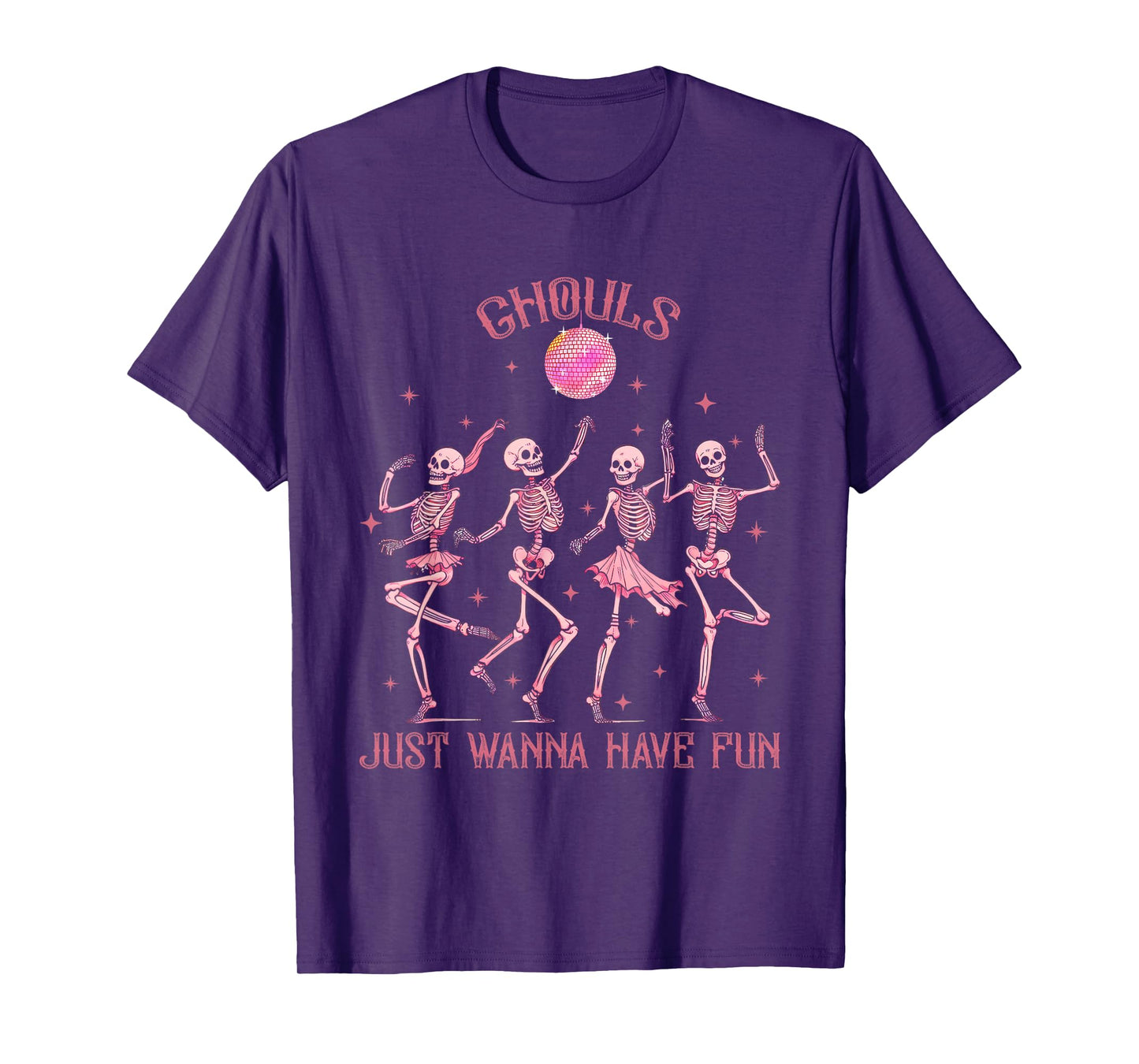 Girl Ghouls Just Wanna Have Fun Disco Party Dancing Skeleton T-Shirt
