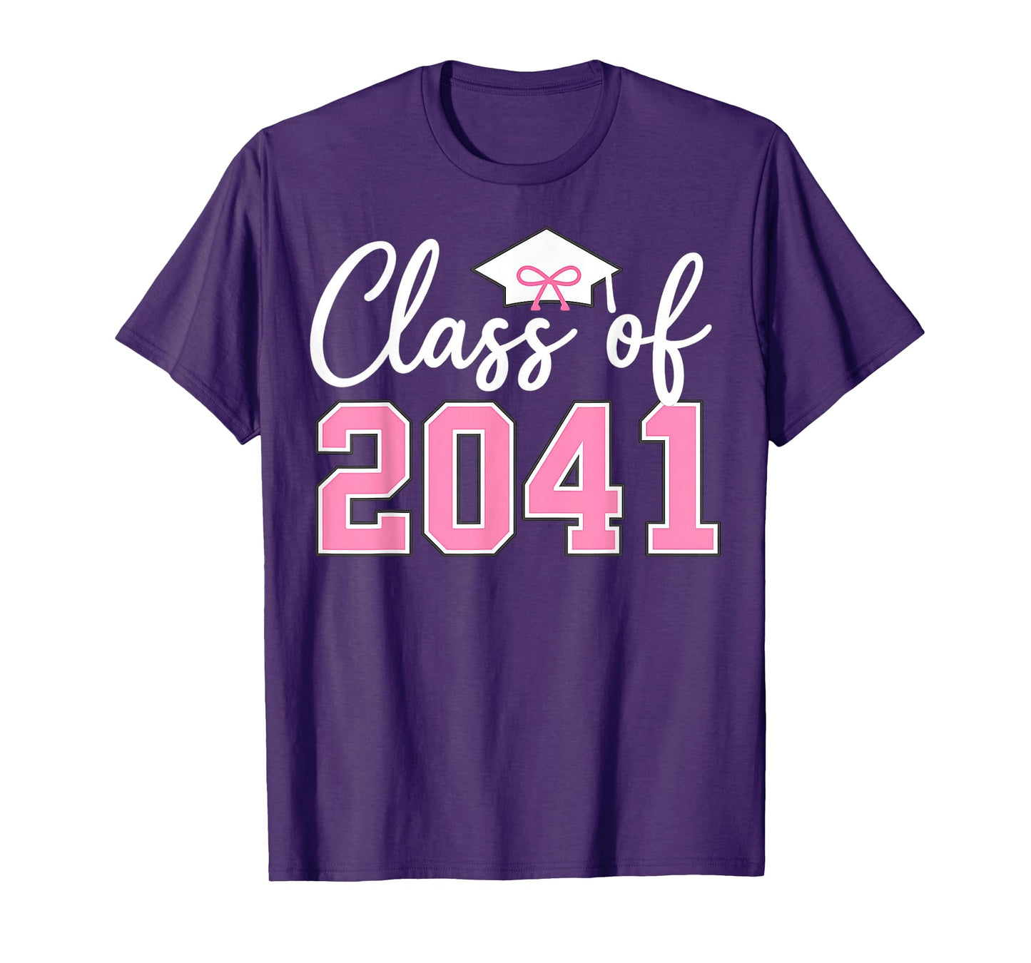 Class of 2041 Grow with Me Kindergarten Pink Coquette Bow T-Shirt