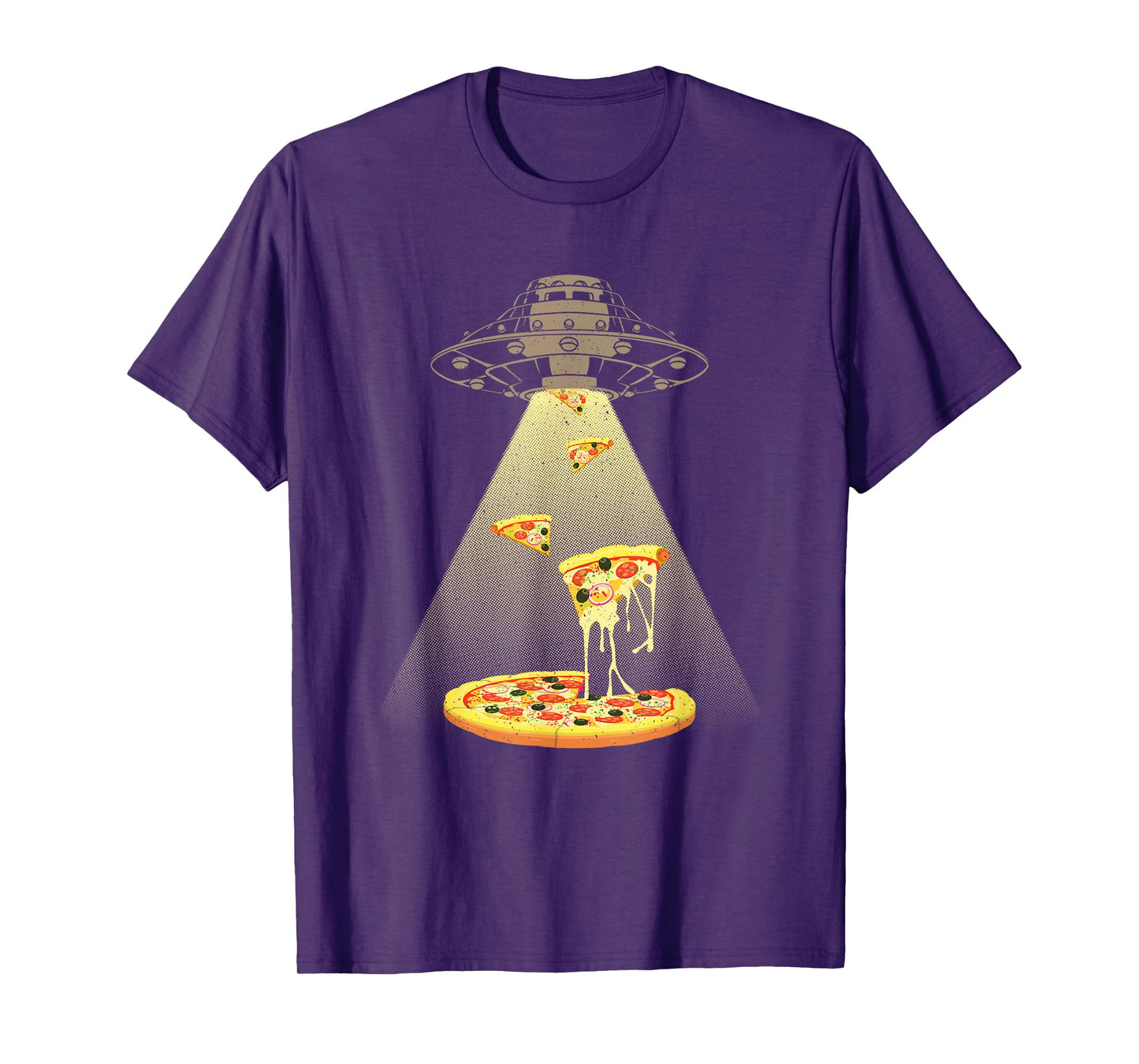 Cool Pizza For Men Women UFO Alien Eating Pizza Abduction T-Shirt