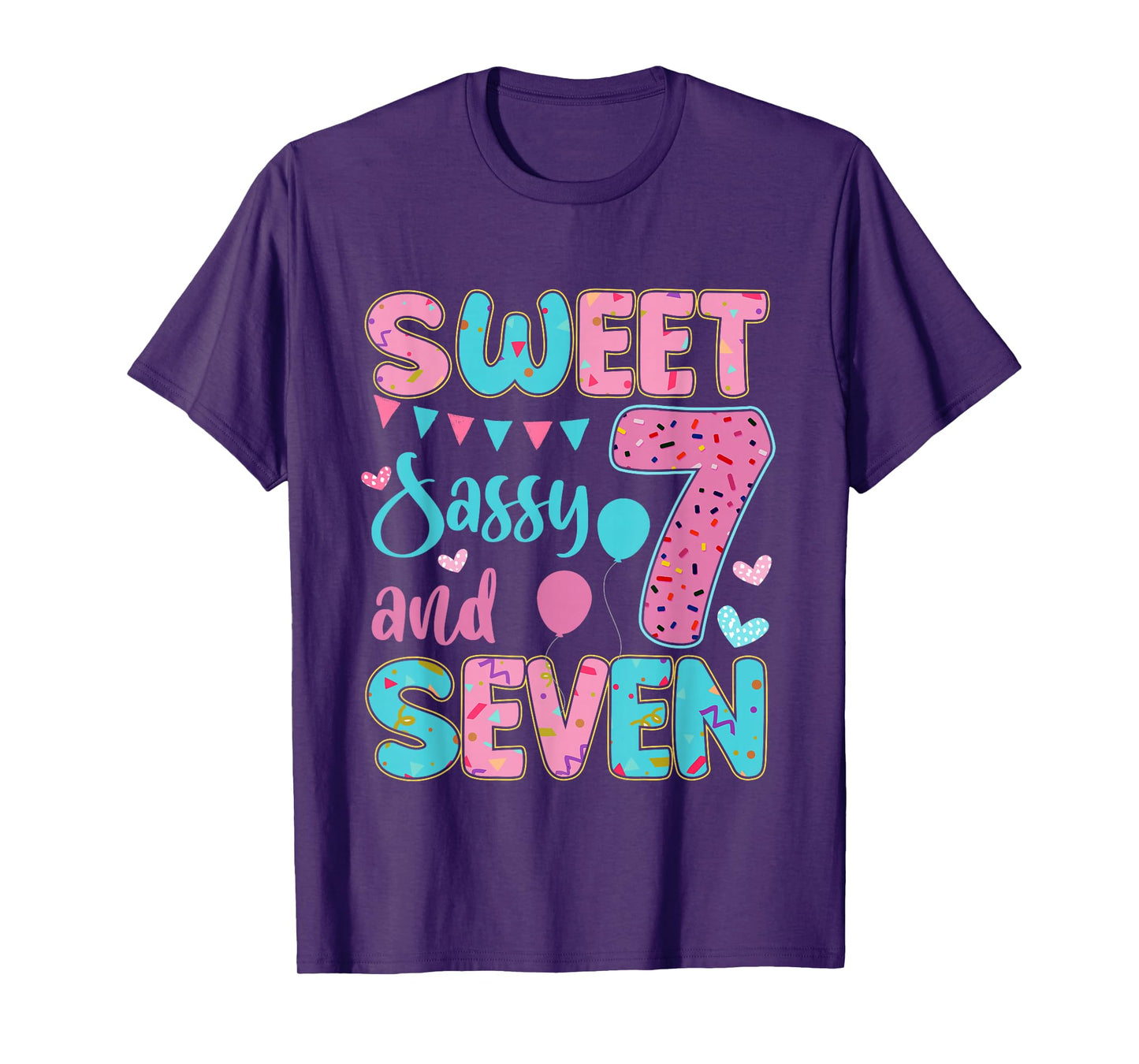 Sweet Sassy and Seven 7th Birthday Party for Girls Kids T-Shirt