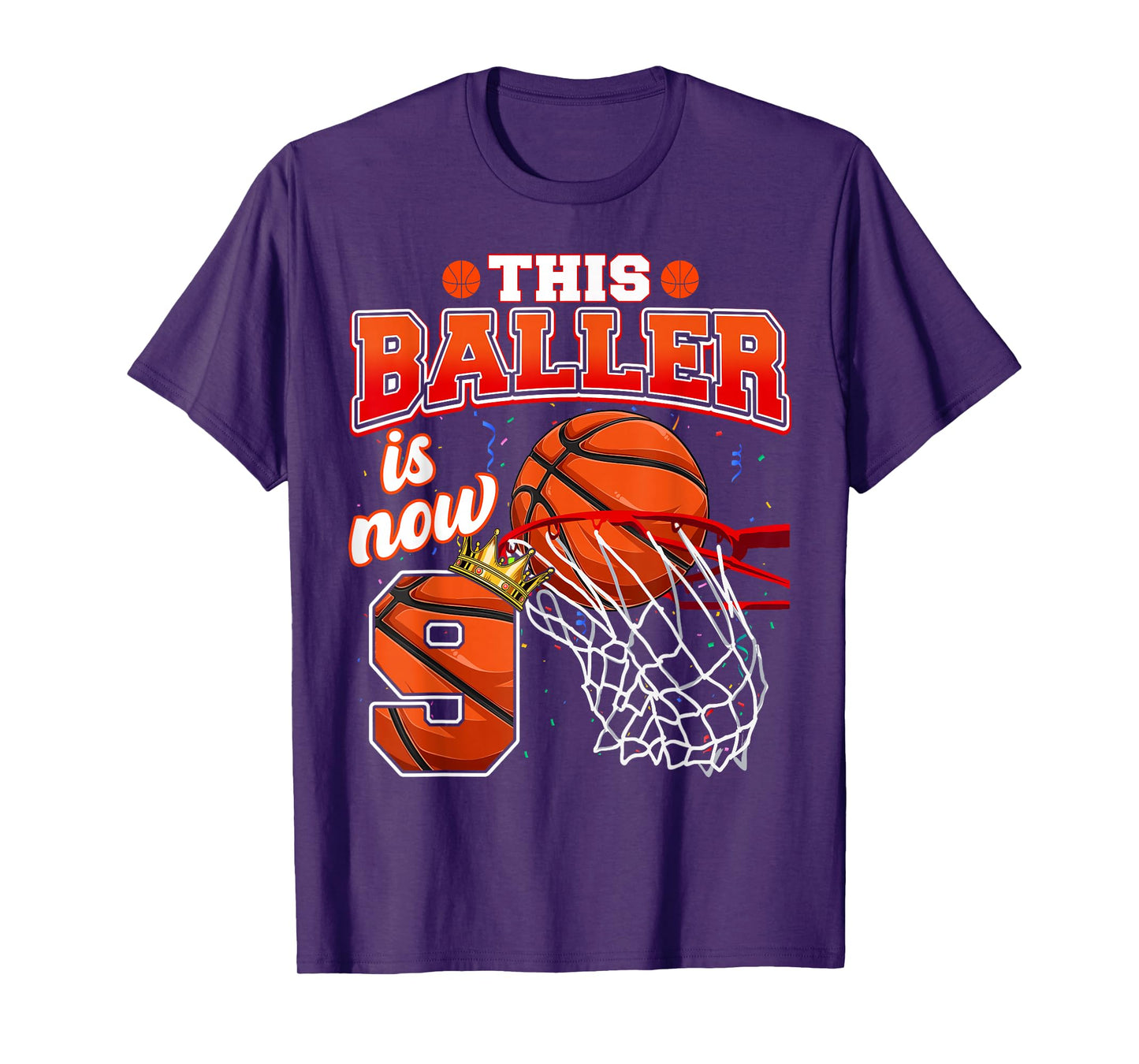 This Basketball Baller Is Now 9 Years Old Happy My Birthday T-Shirt