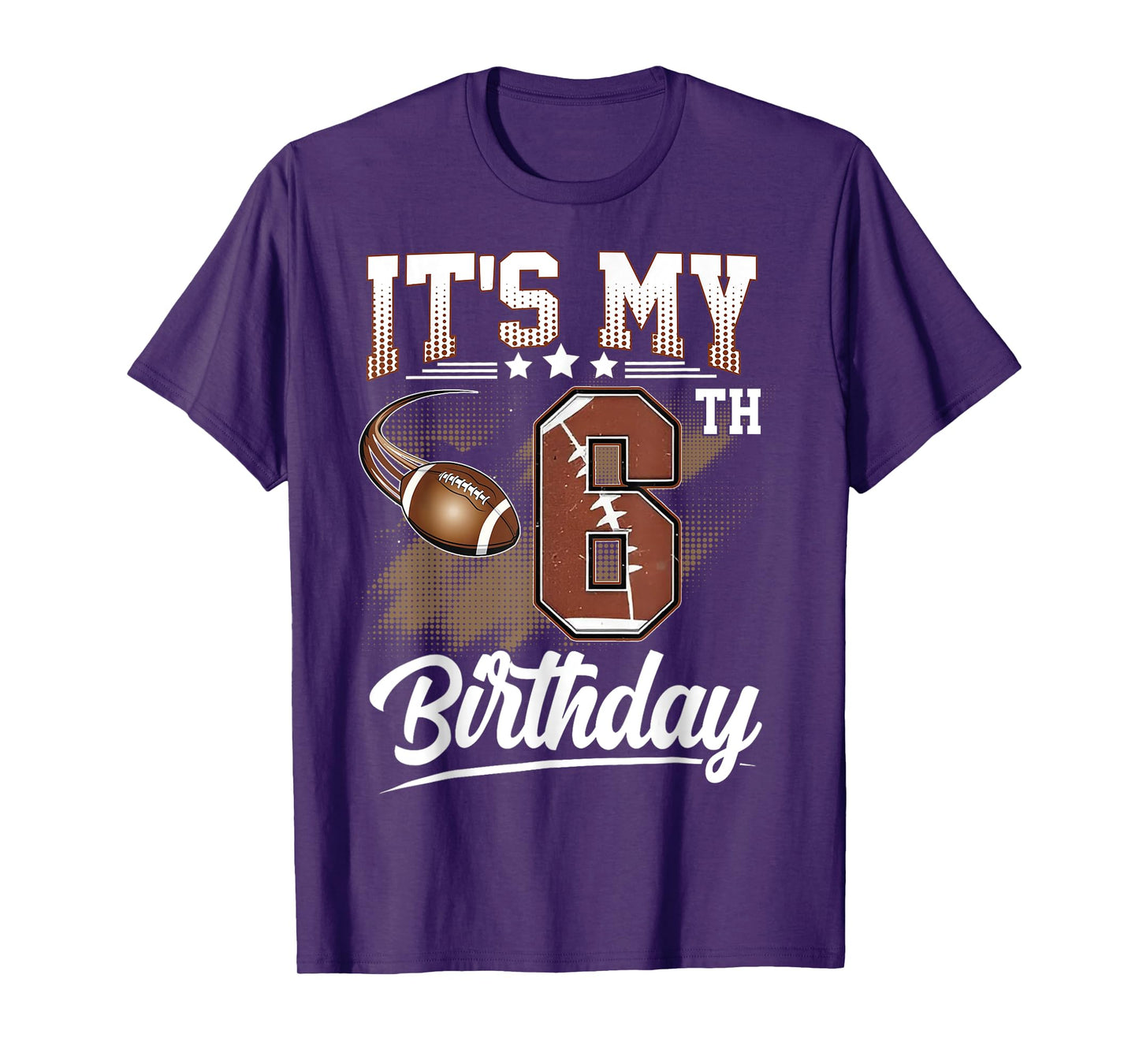 Kids 6 Year Old It's My 6th Birthday Football Themed Party T-Shirt