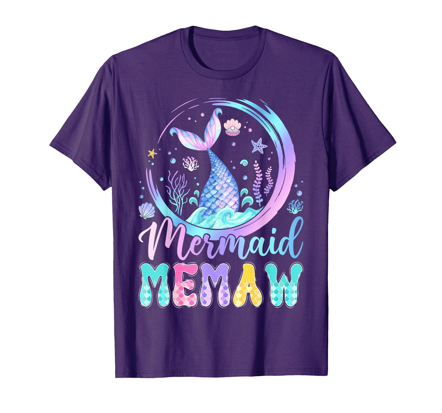 Mermaid Memaw Of The Birthday Girl Family Matching T-Shirt