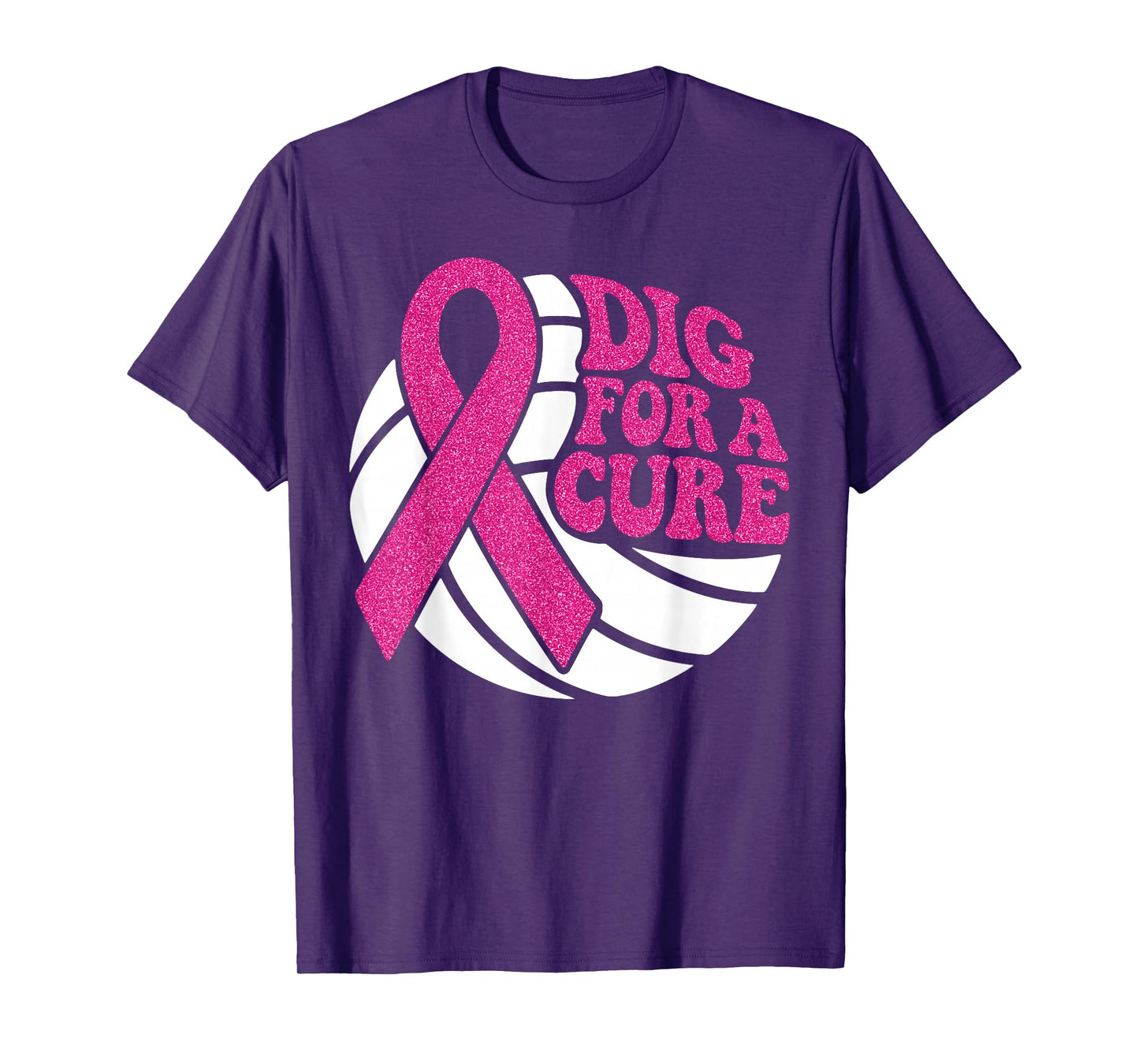 Dig for Cure Pink Ribbon Volleyball Breast Cancer Awareness T-Shirt