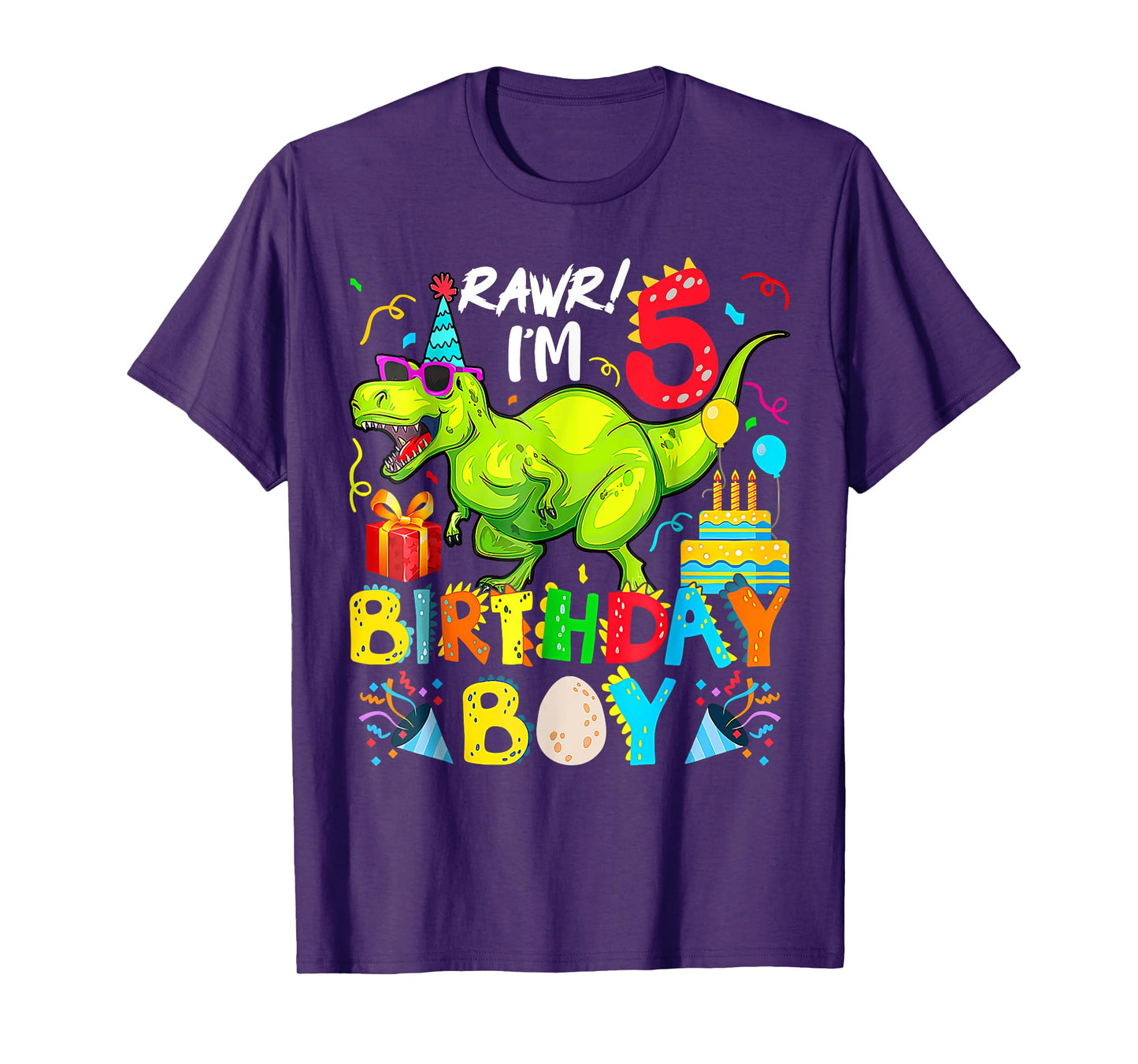 Rawr I'm 5Th Birthday Boy Dinosaur T-Rex 1 Years Old T-Shirt