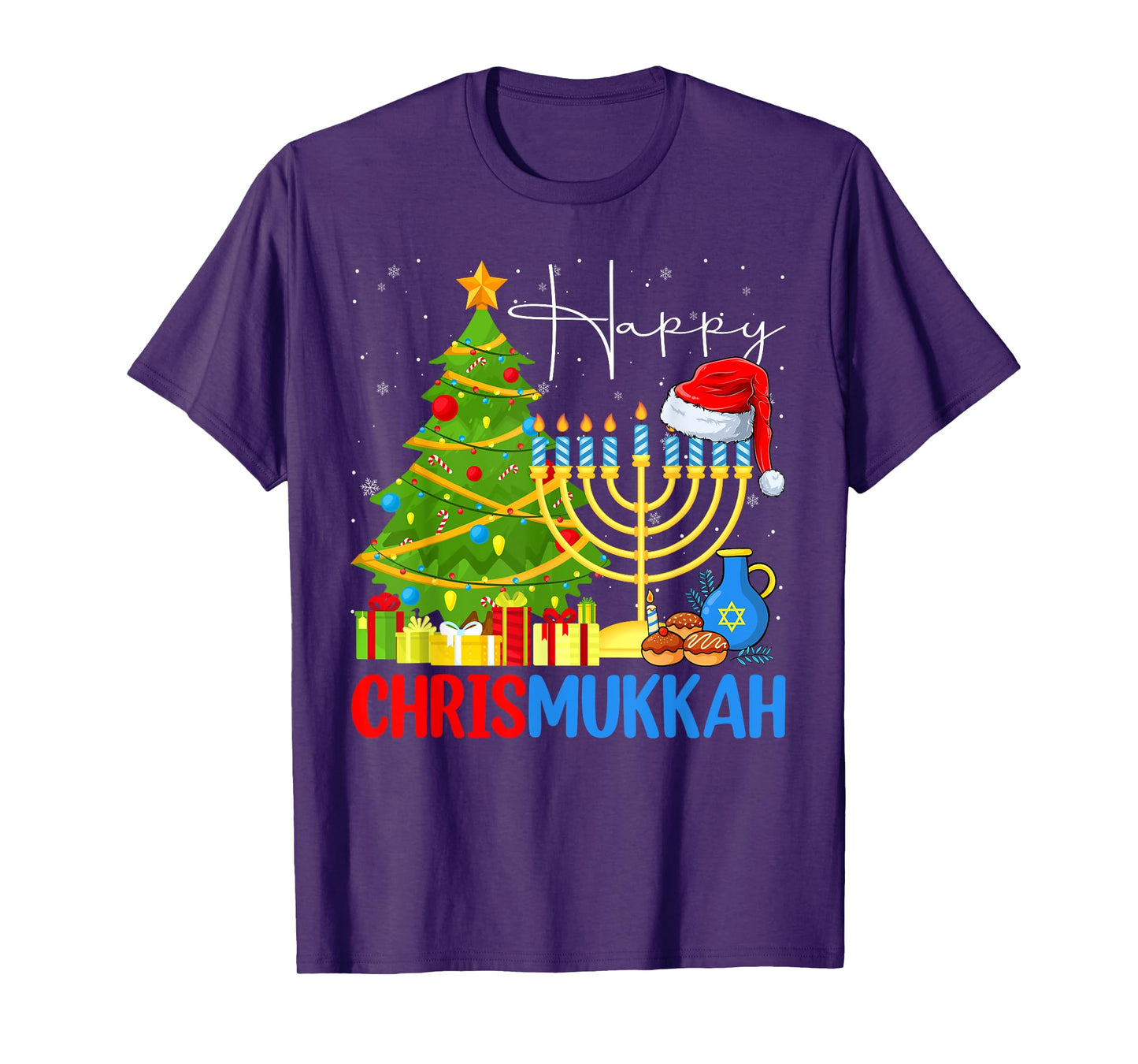 Happy Chrismukkah Merry Christmas Happy Chanukah Jewish T-Shirt