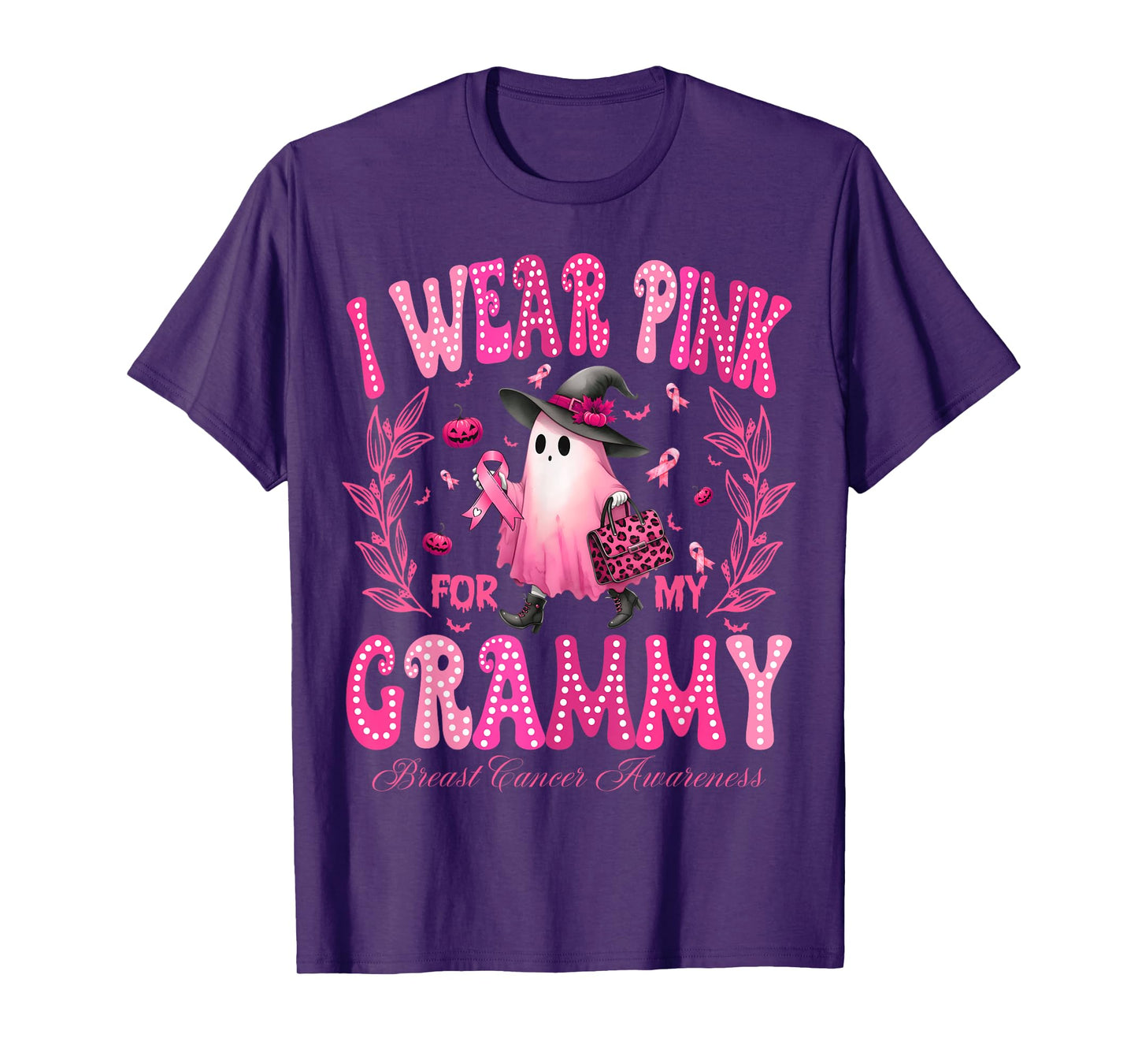 I Wear Pink For My Grammy Breast Cancer Boo Halloween T-Shirt