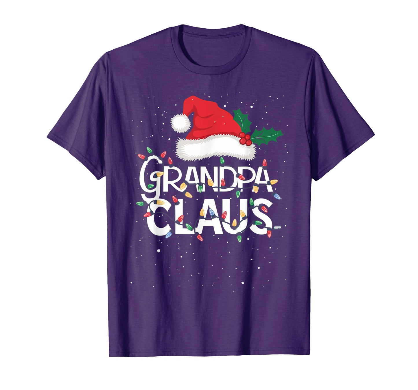 Grandpa Claus Christmas Lights Pajama Family Matching Gifts T-Shirt