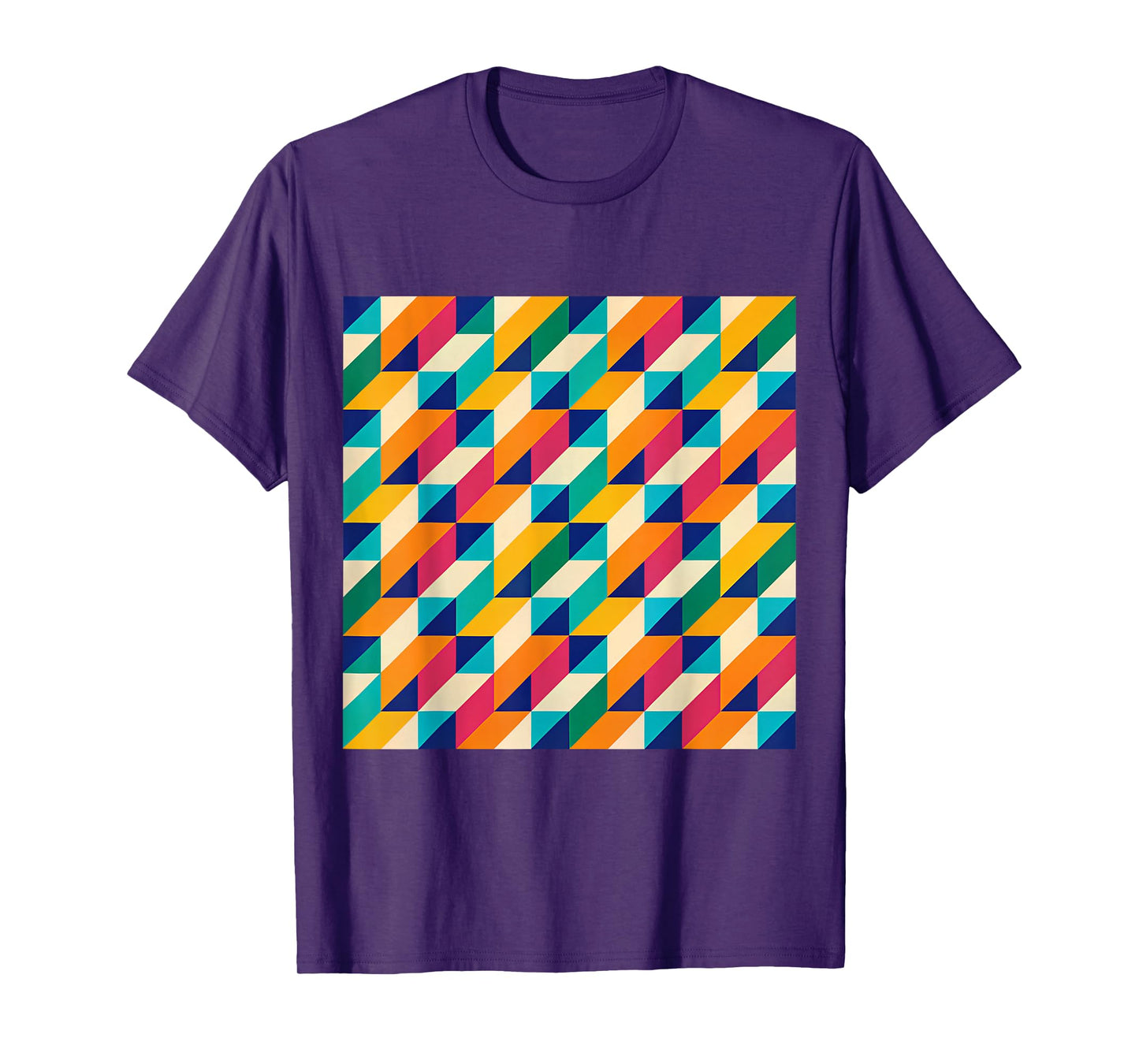 GEOMETRIC TRIANGLE RETRO PATTERN MULTICOLOR OPTICAL ILLUSION T-Shirt