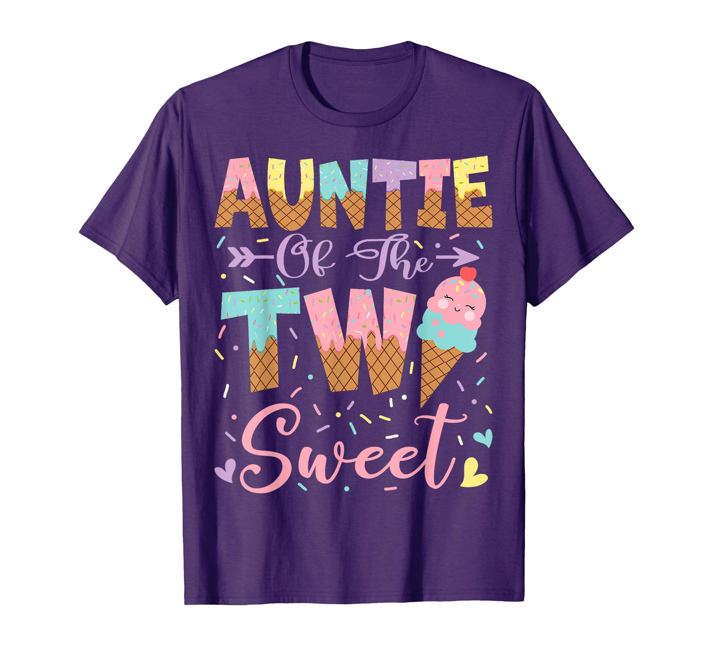 Auntie Of The Two Sweet 2Nd Birthday Summer Ice Cream T-Shirt
