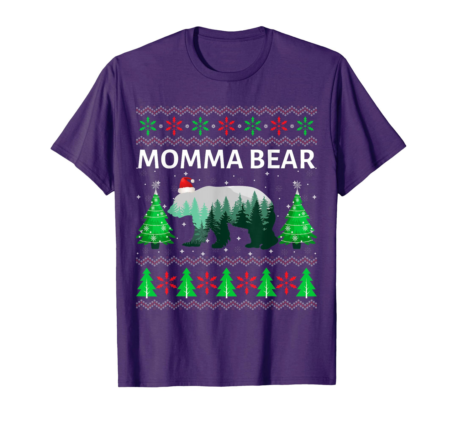 Family Matching Ugly Christmas Sweater Momma Bear Xmas T-Shirt