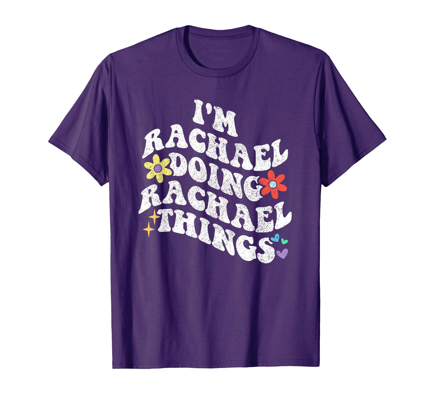 Personalized Name Mothers Day outfit For Women Retro Groovy Im RACHAEL Doing RACHAEL Things Funny Mother's T-Shirt, Female X-Small, Black