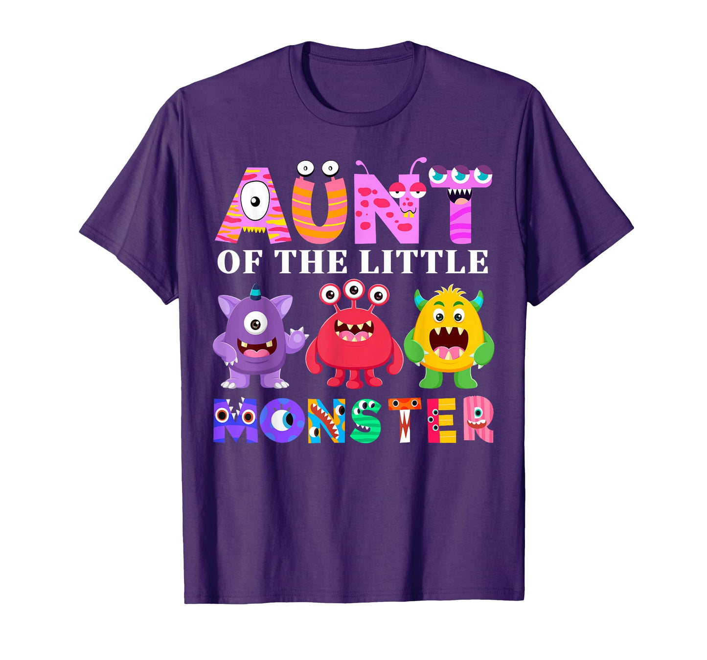 Aunt Of The Little Monster Birthday Party Family Monster T-Shirt