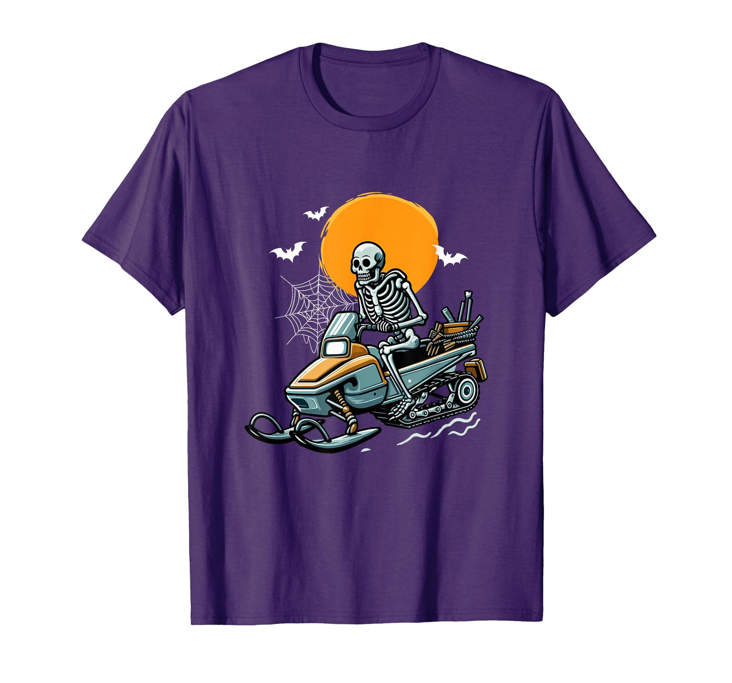 Skeleton Snowmobile Halloween Costume Sports Lover Family T-Shirt