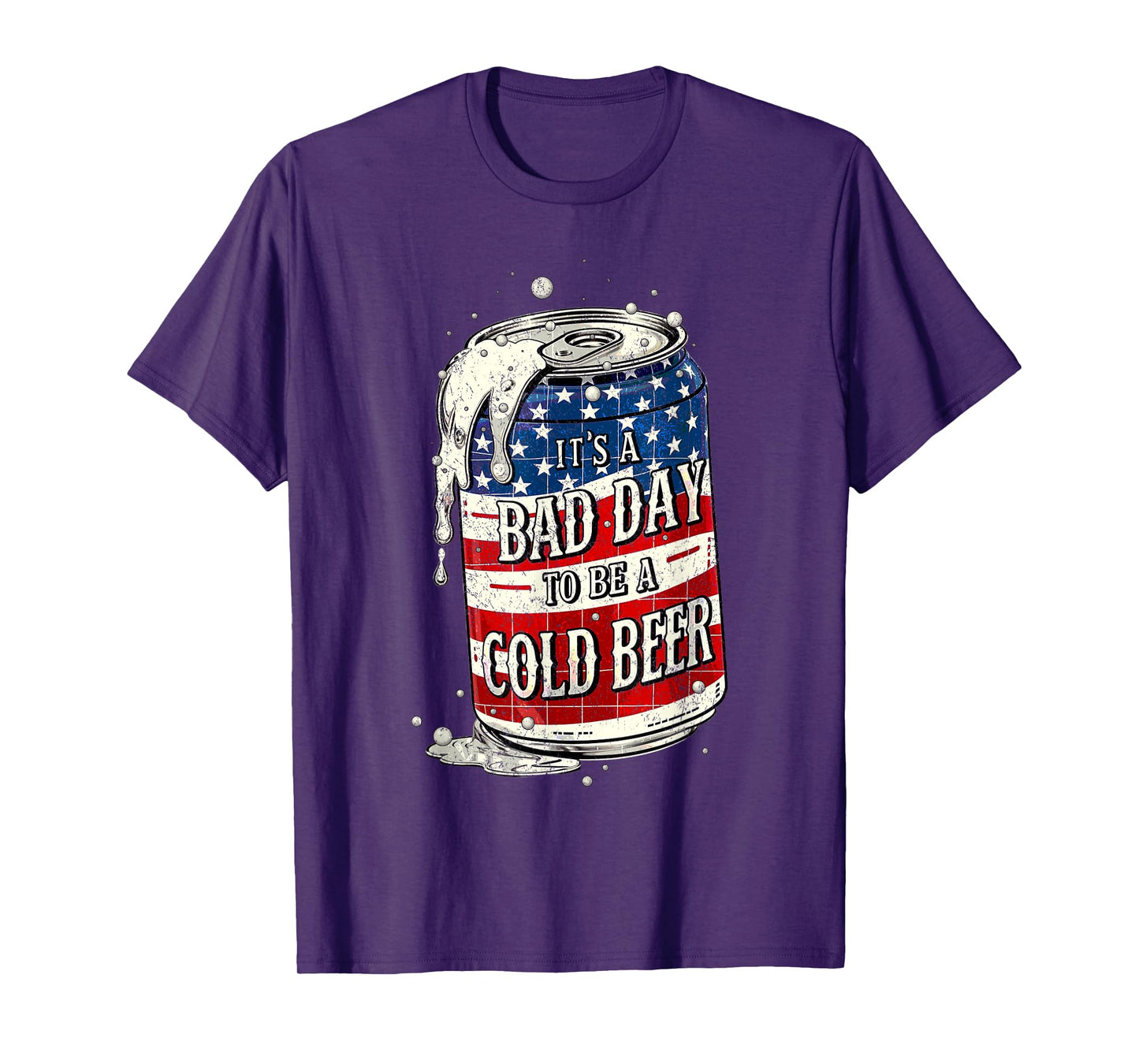 It's a Bad Day to Be a Cold Beer Vintage US Flag 4th of July T-Shirt