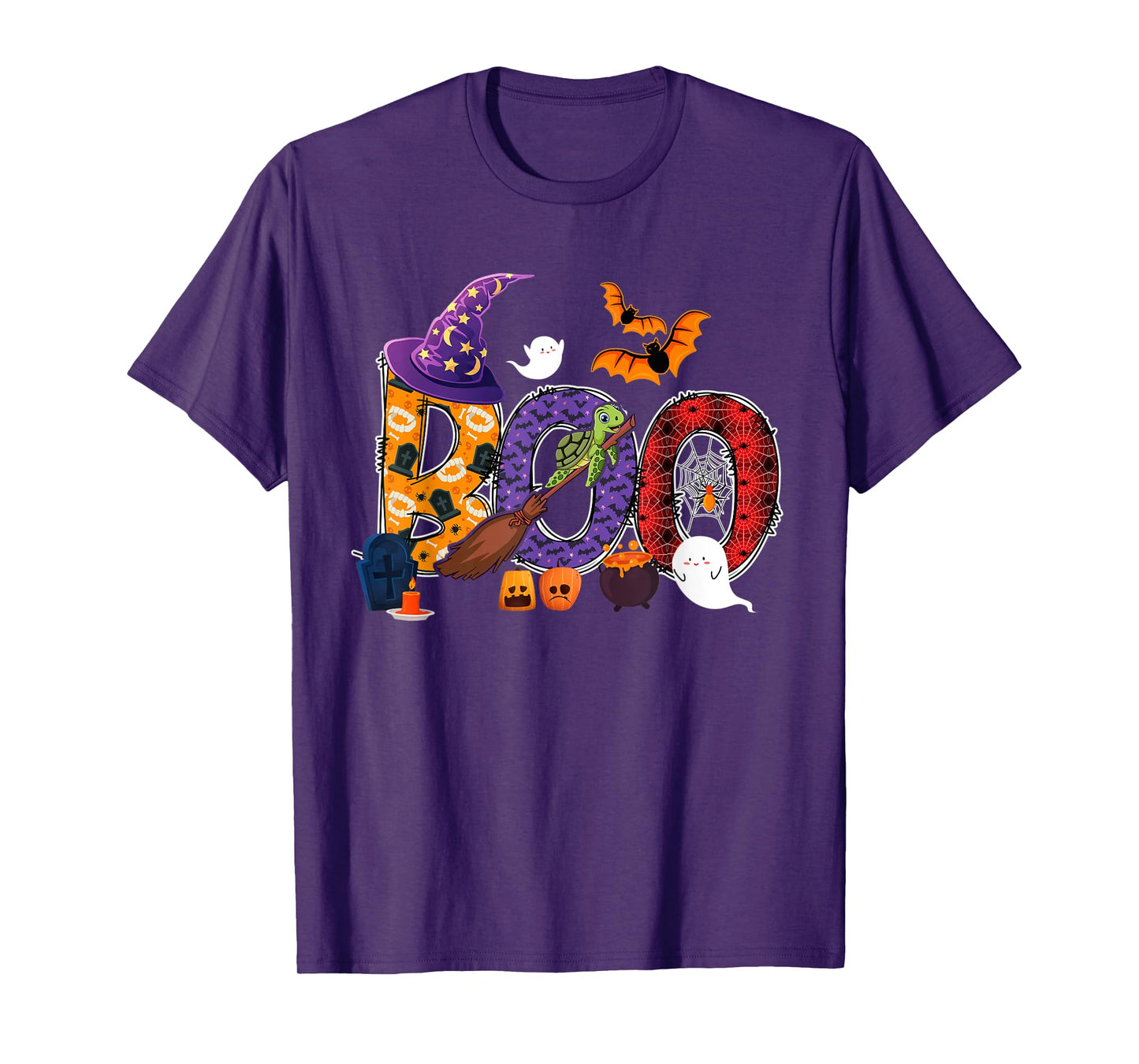 Boo Halloween Turtle Riding Witch's Broomstick Lover Family T-Shirt