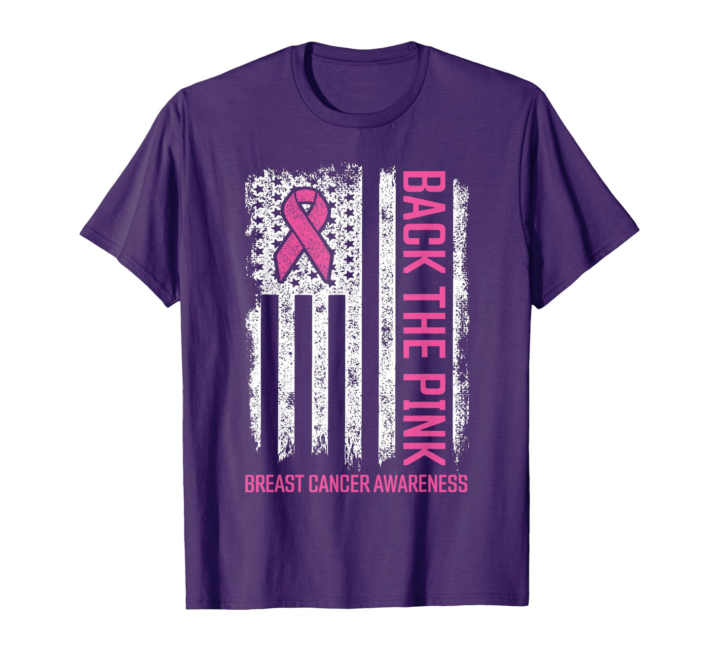 Back The Pink American Flag Breast Cancer Awareness Ribbon T-Shirt