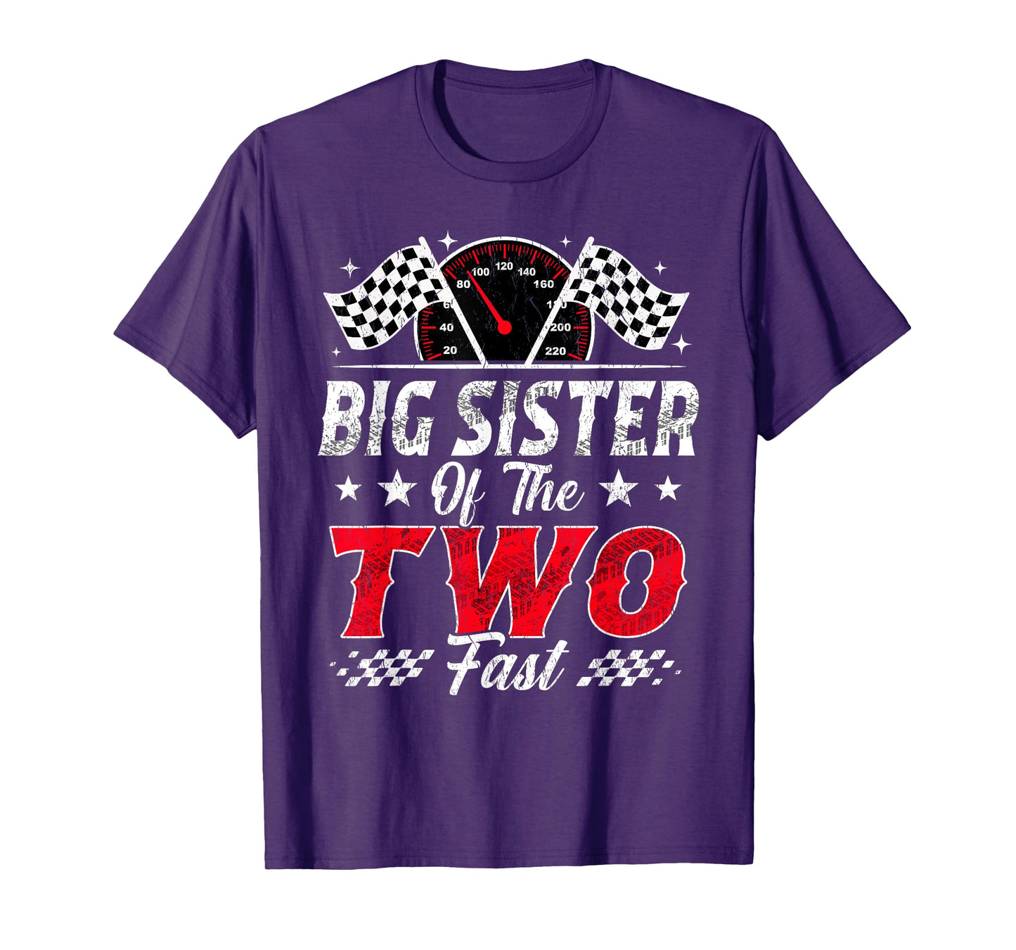 Big Sister of The Two Fast 2nd Birthday Racing Car Family T-Shirt