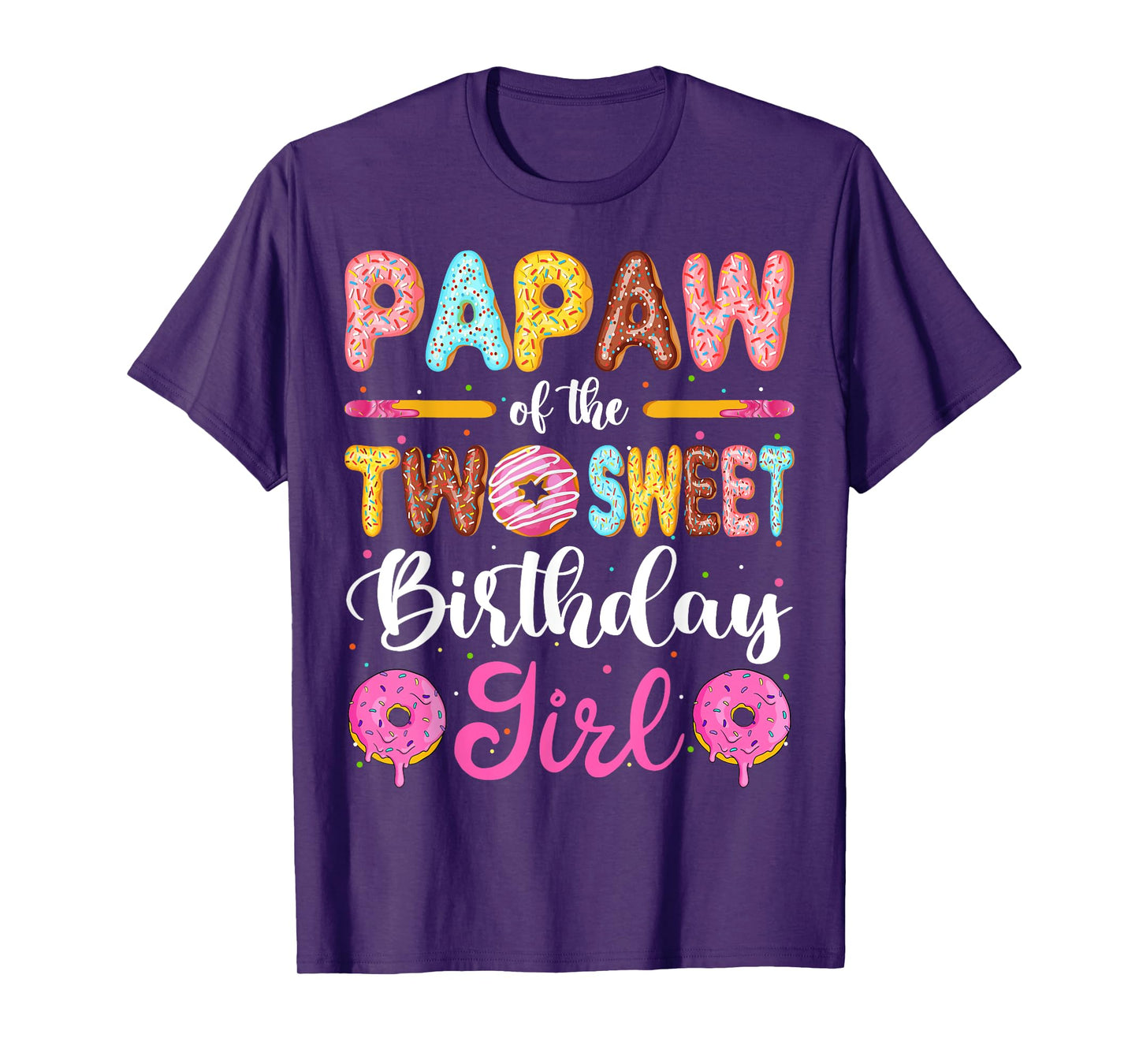 Papaw Of The Two Sweet Birthday Girl Donut 2nd Birthday T-Shirt