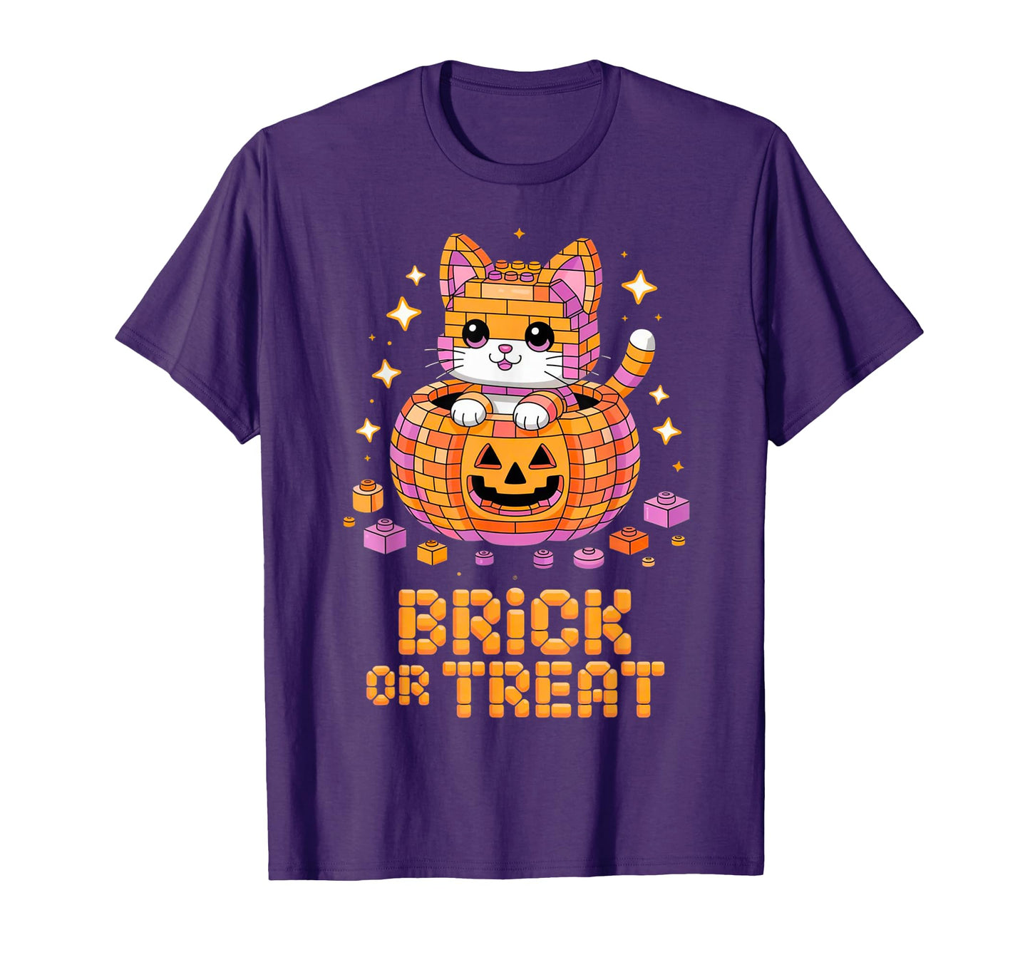 Master Builder Halloween Cat Lover Building Bricks Blocks T-Shirt