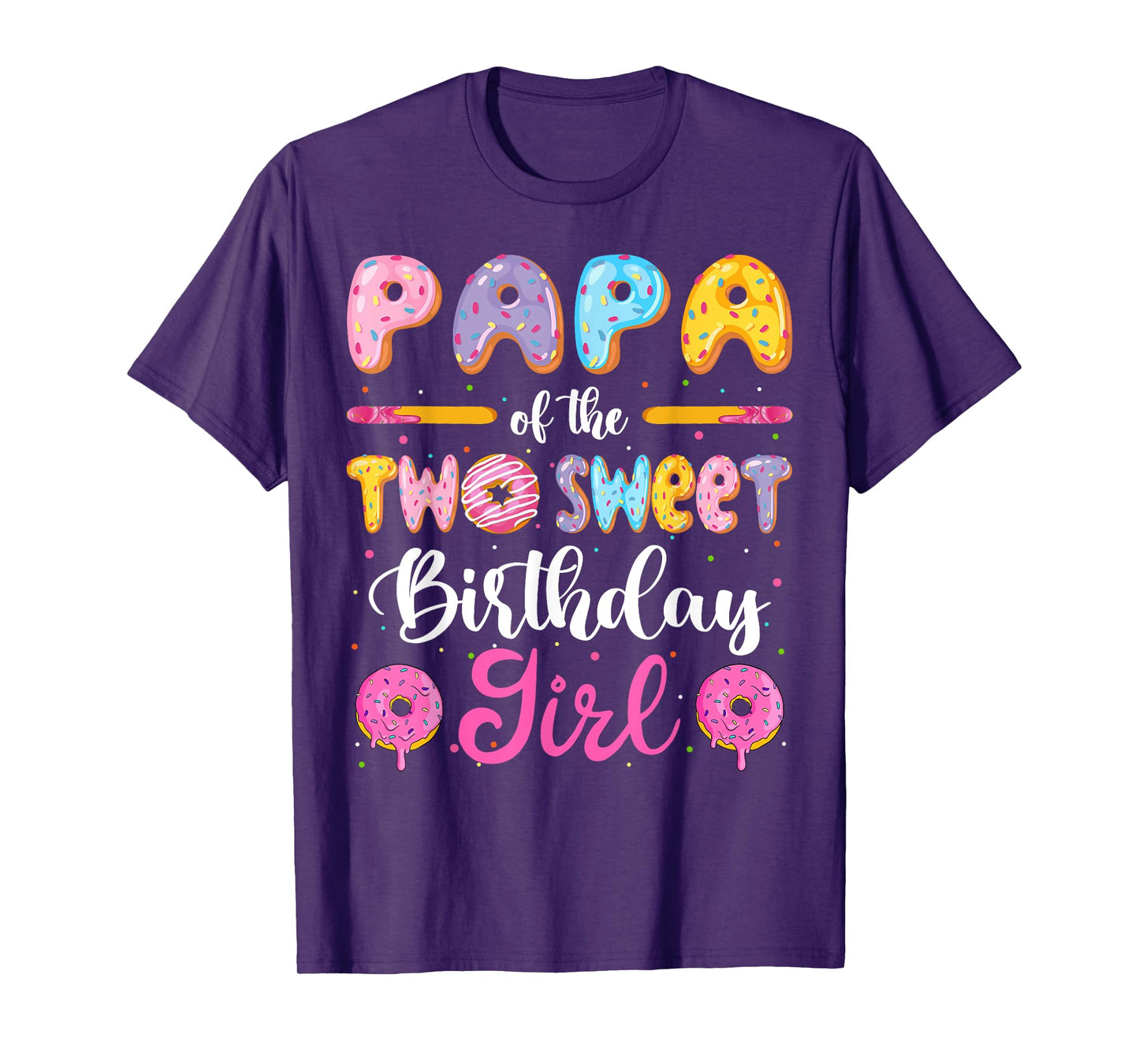 Papa Of The Two Sweet Birthday Girl Donut 2Nd Birthday T-Shirt
