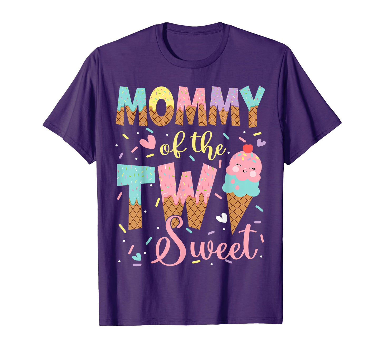 Mommy Of The Two Sweet 2Nd Birthday Girl Ice Cream T-Shirt
