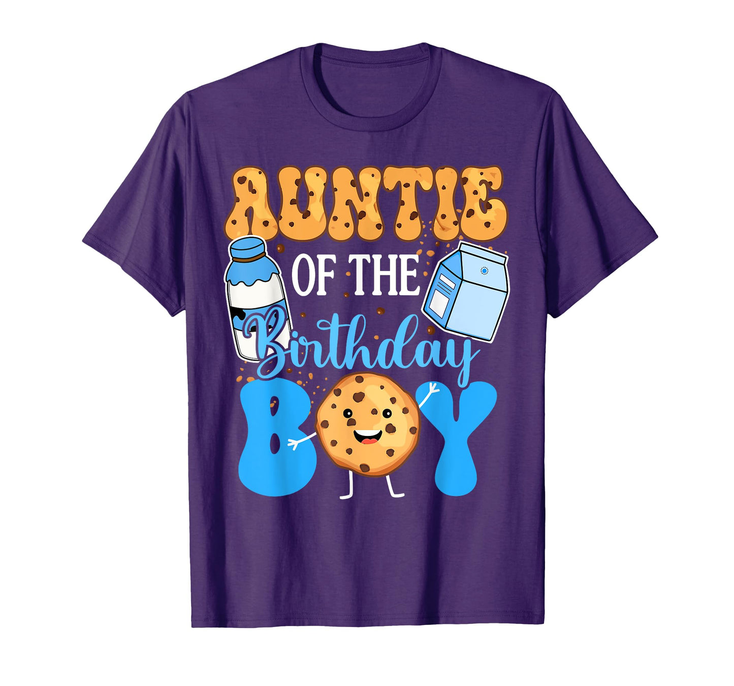 Auntie of the Birthday Boy Milk and Cookies 1st Birthday T-Shirt