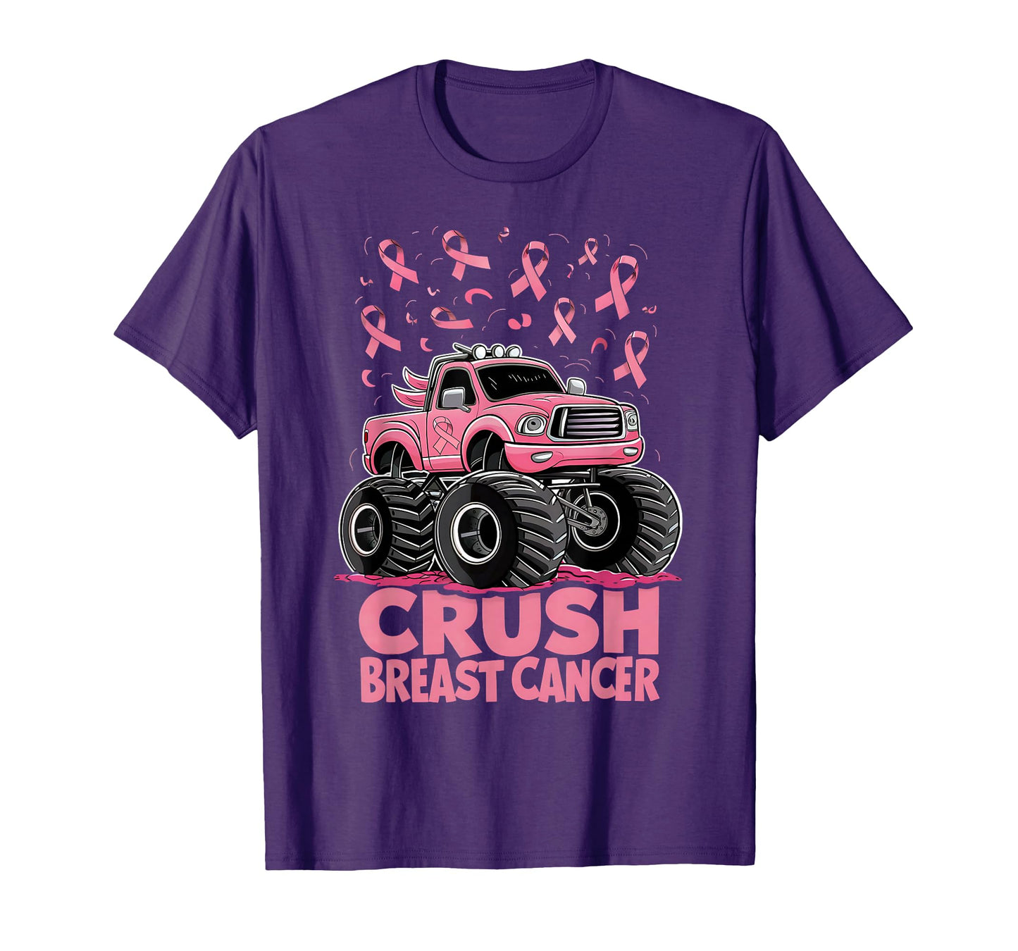 Kids Boys Pink Ribbon Breast Cancer Awareness Crush Cancer T-Shirt
