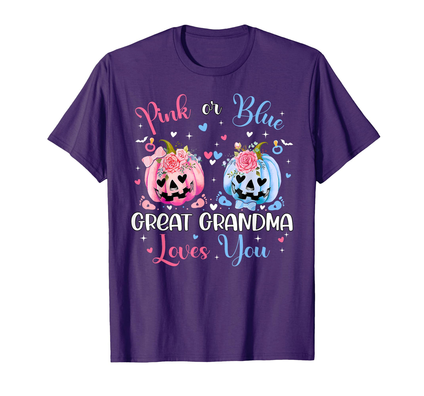 Pink or Blue Great Grandma Loves You Pumpkin Gender Reveal T-Shirt