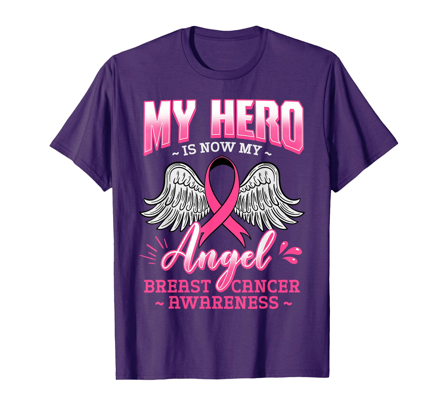 My Hero Is Now My Angel Breast Cancer Pink Ribbon Mammogram T-Shirt