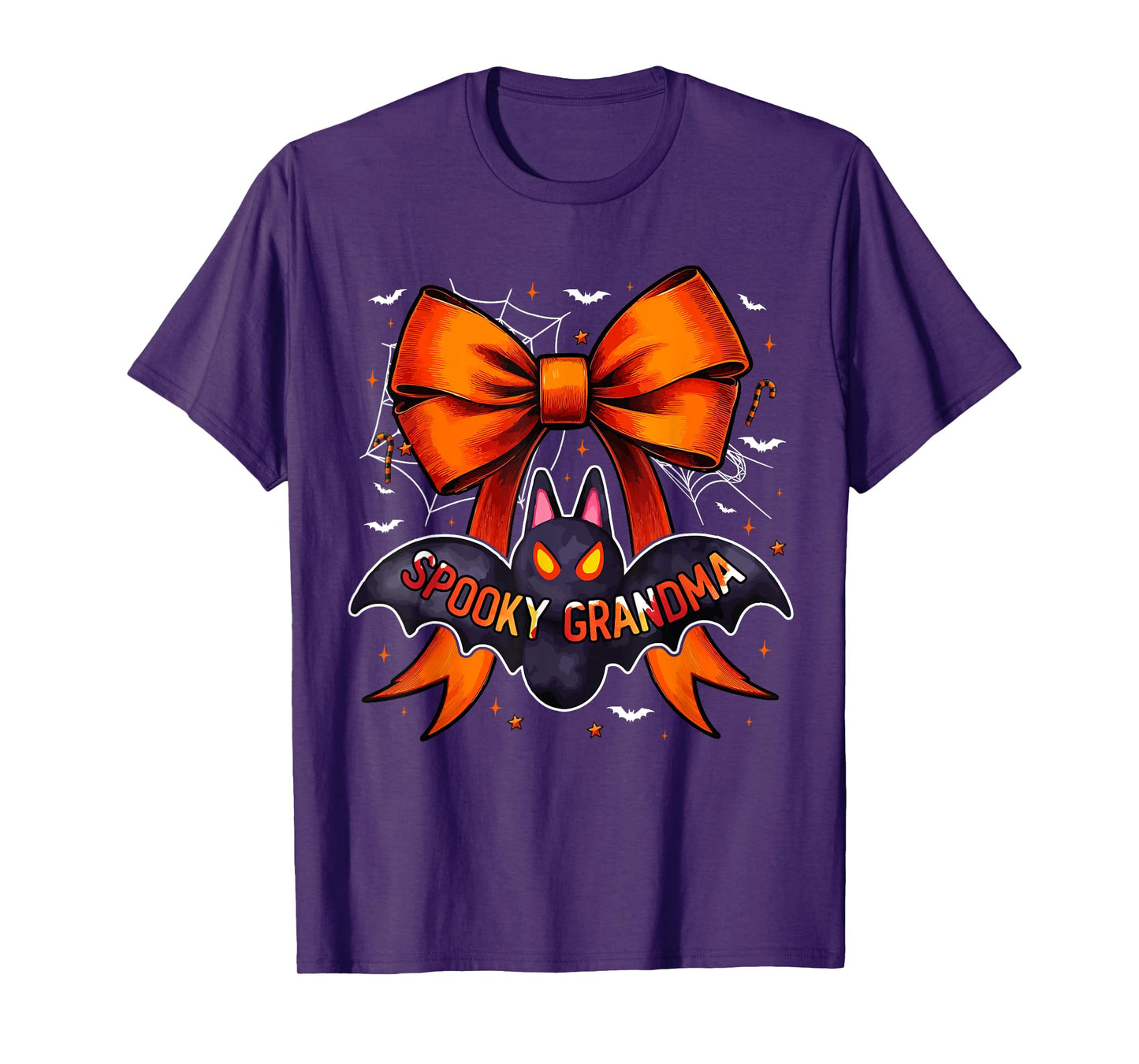 Spooky Costume Grandma Halloween Horror Bat Bow Tie Family T-Shirt