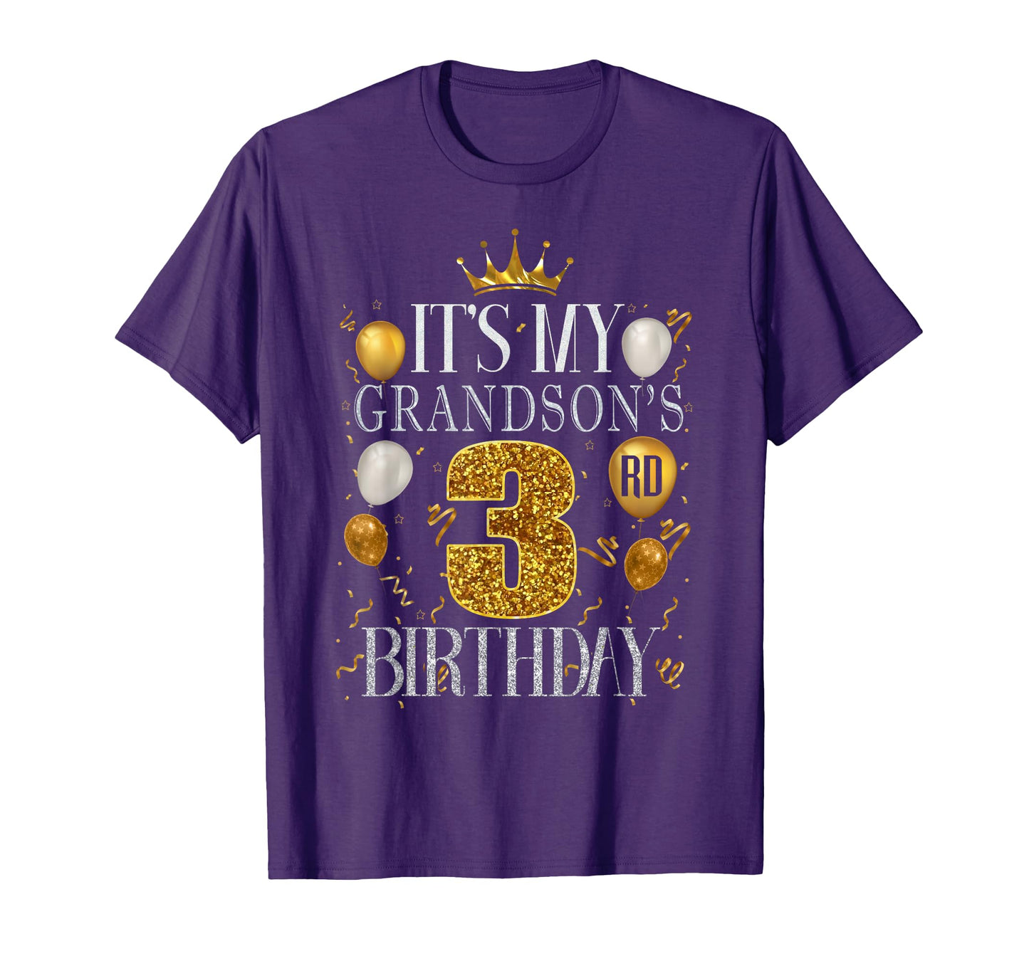 It's My Grandson's 3rd Birthday Happy Birthday 3 Years Old T-Shirt