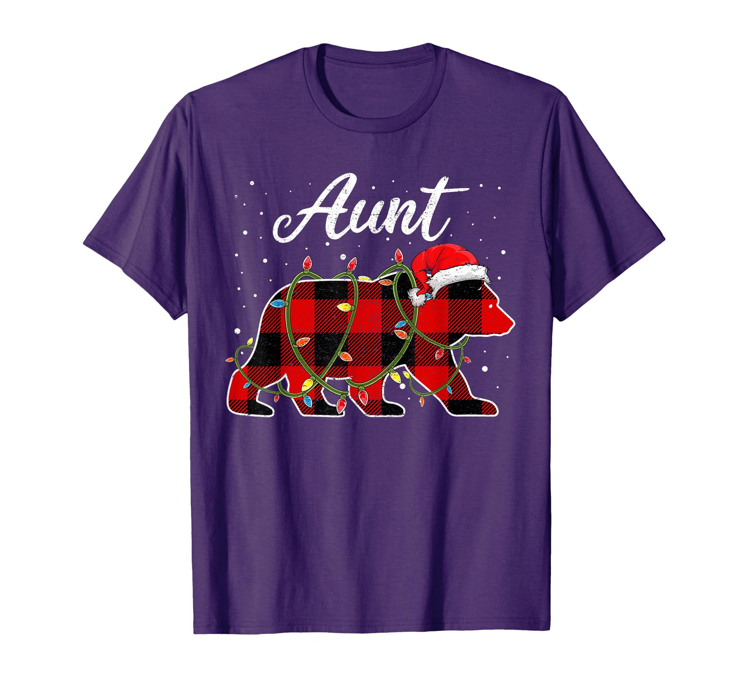 Aunt Bear Shirt, Red Buffalo Plaid Auntie Bear Pajama T-Shirt