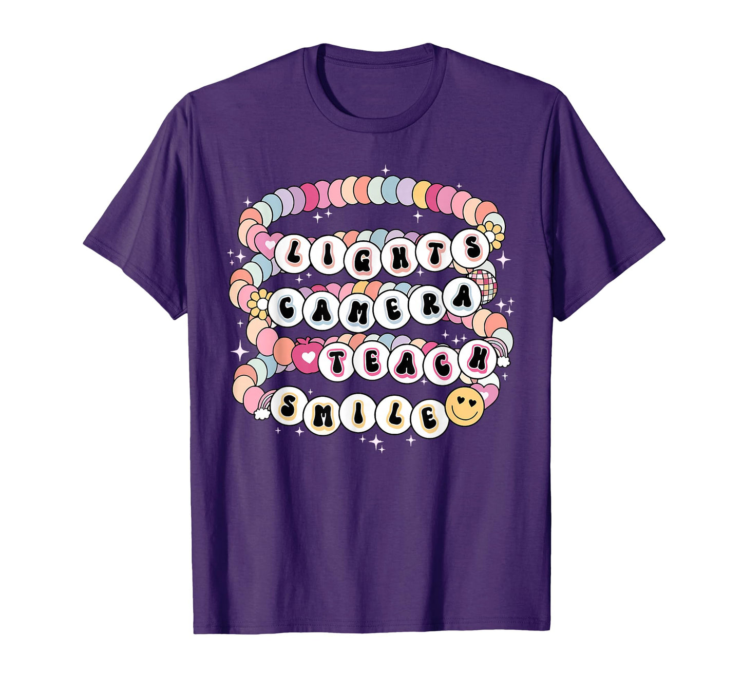 Lights Camera Teach Smile Bracelet Teacher Back To School T-Shirt