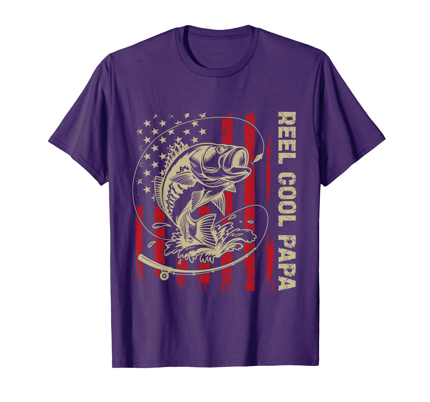 Reel Cool Papa Fishing Vintage American Flag Men's T-Shirt