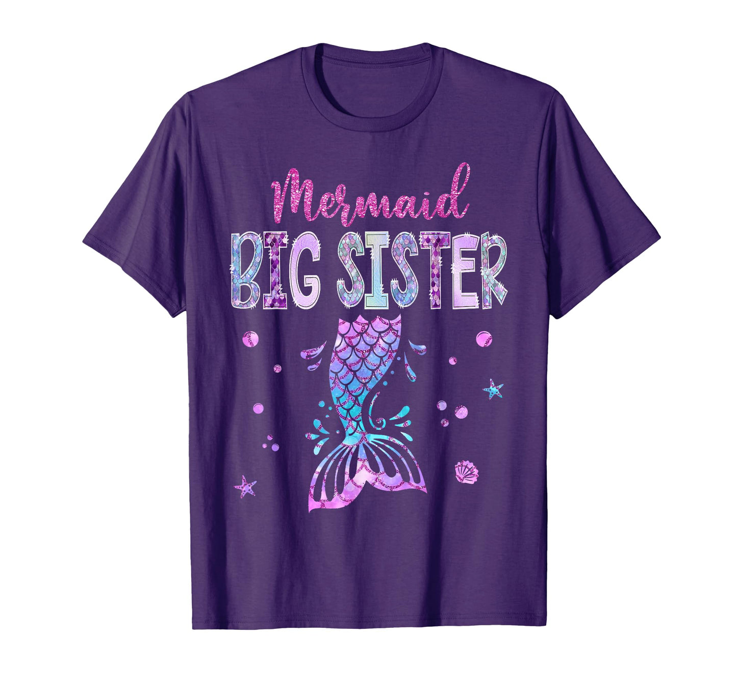 Mermaid Big Sister Birthday Party Girl Family Matching T-Shirt