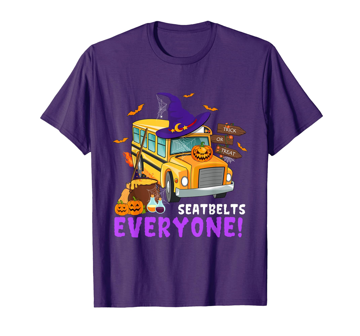 Seatbelts Everyone School Bus Driver Spooky Halloween Party T-Shirt
