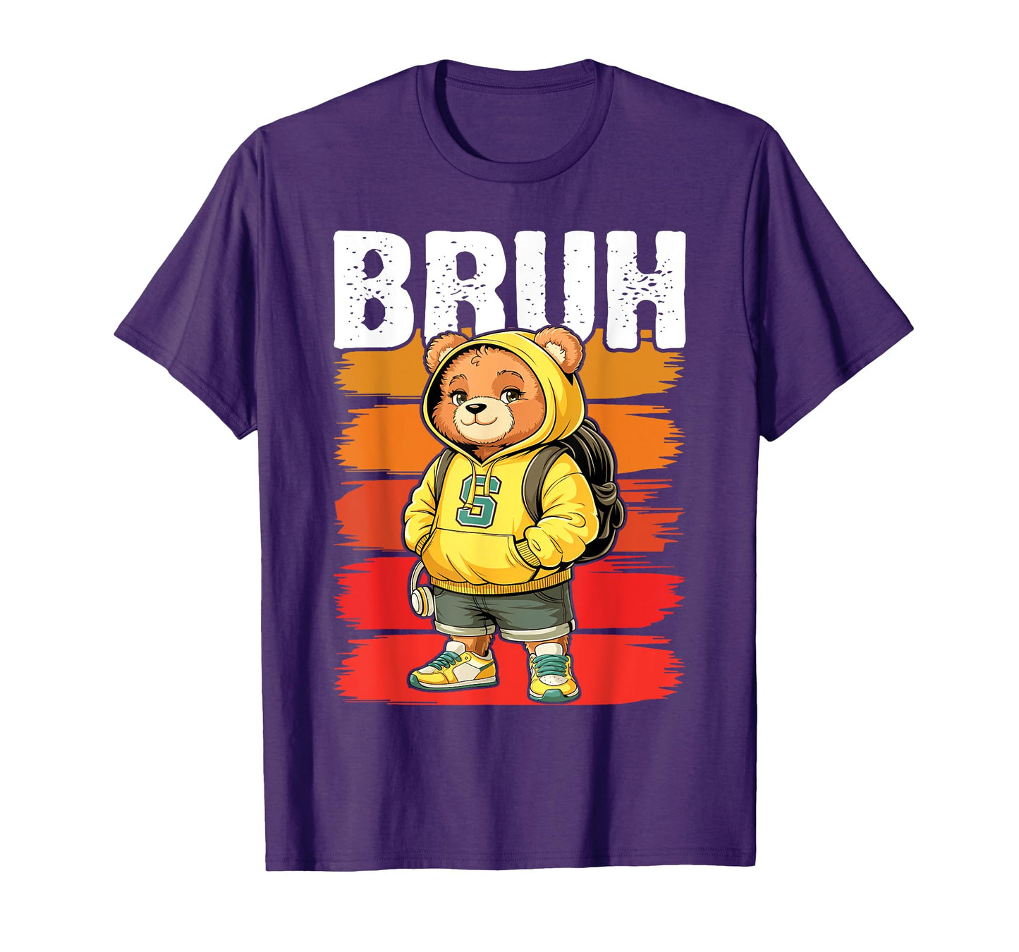 Funny Bruh Meme Hip Hop Teddy Bear Teenager Boys Teen Saying T-Shirt