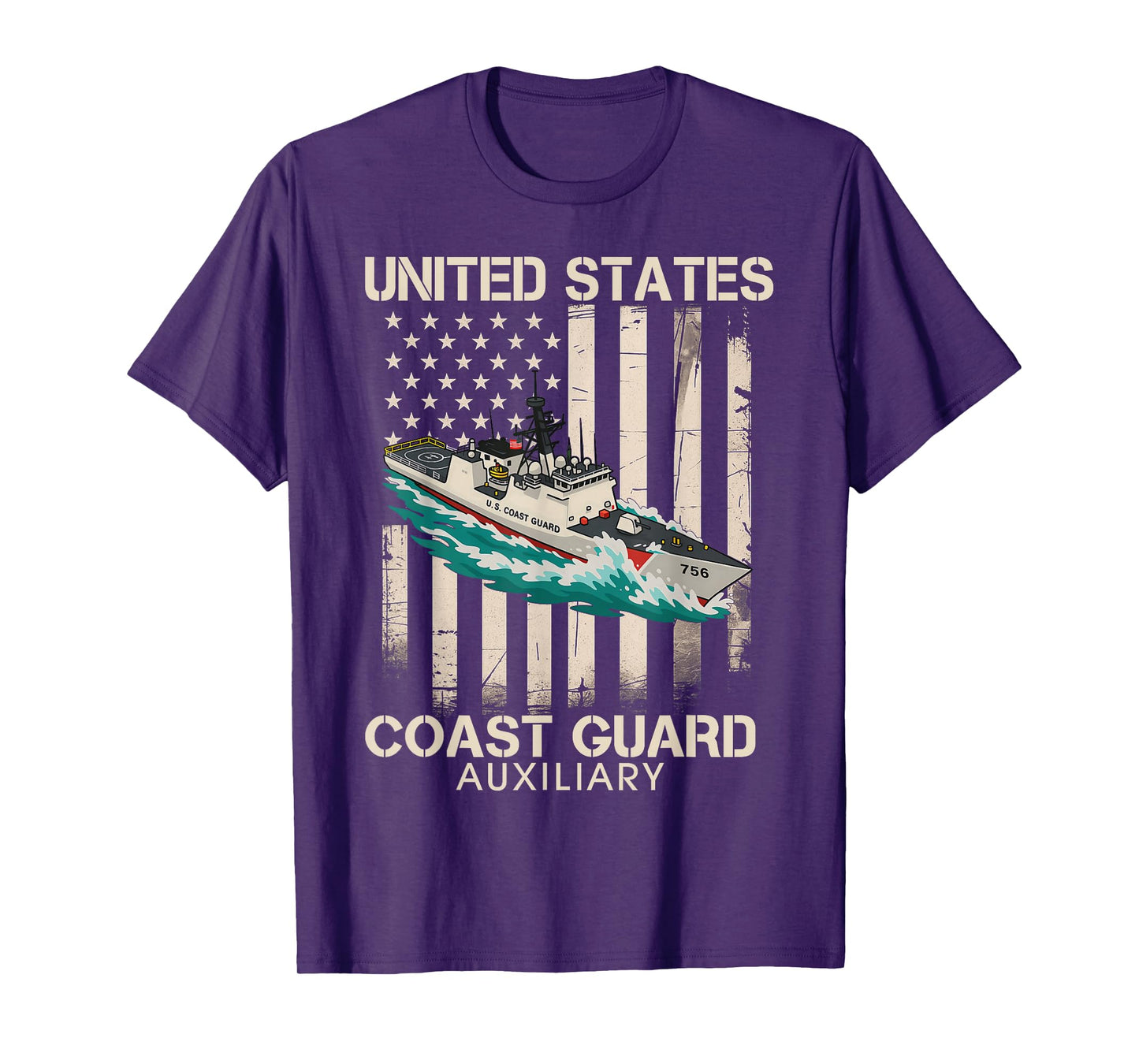 Patriotic US Coast Guard Auxiliary USCG USA Flag Veterans T-Shirt