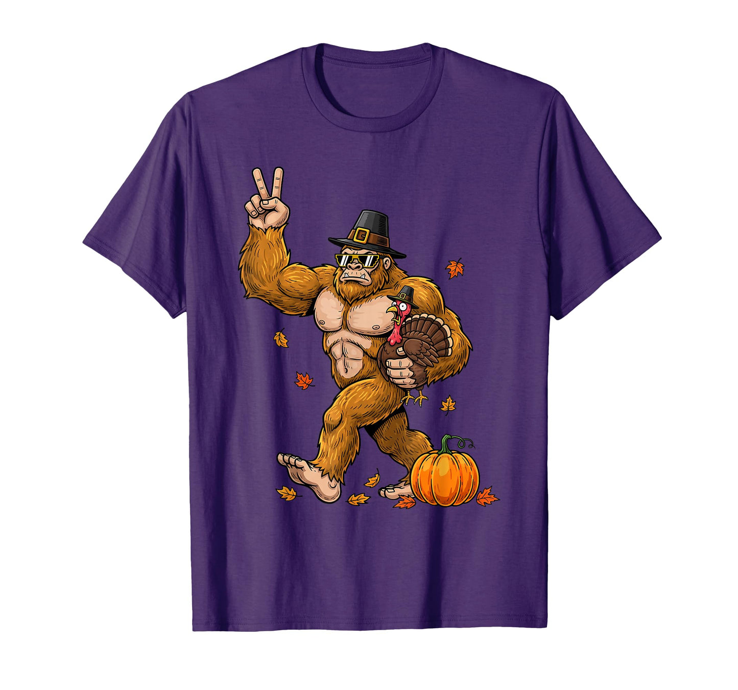 Sasquatch Turkey Thanksgiving Pajamas Kids Boys Men Women T-Shirt