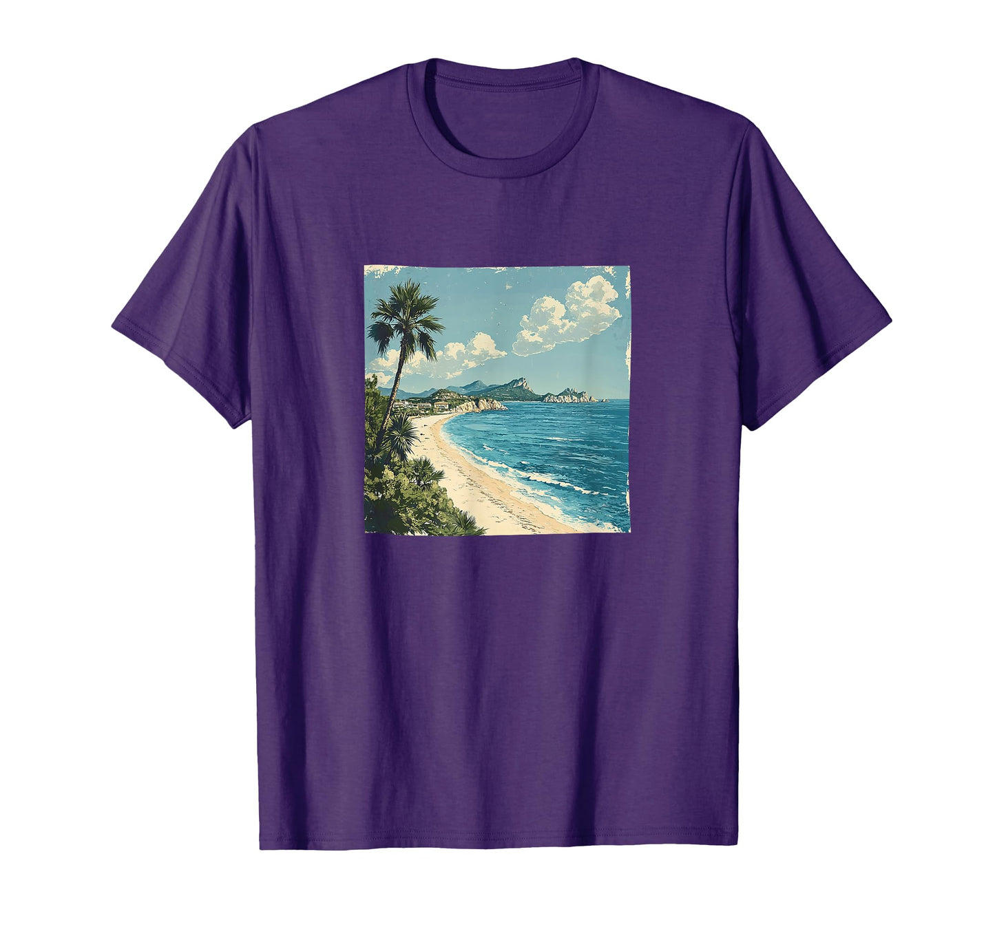 Mediterranean Coastline Vintage Landscape Graphic T-Shirt