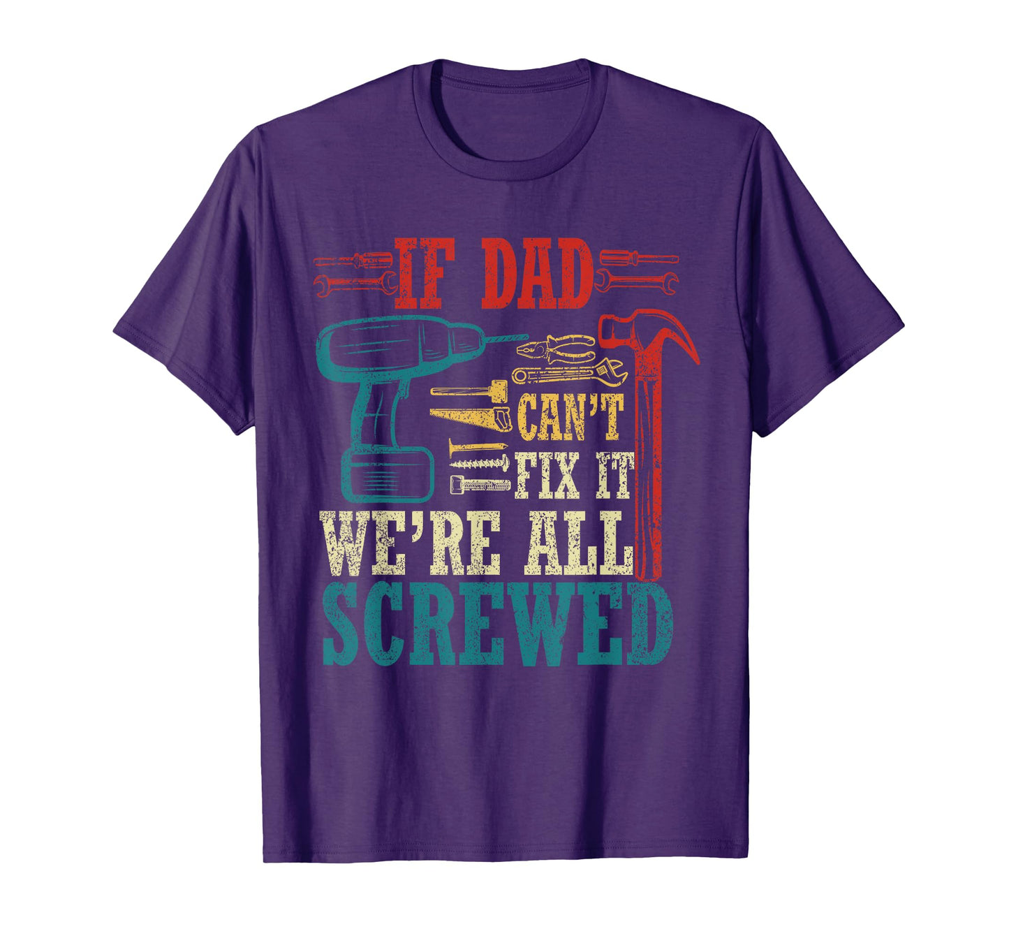 Vintage Daddy Jokes If Dad Can't Fix It Unisex Black Small Modern Crew Neck T-Shirt