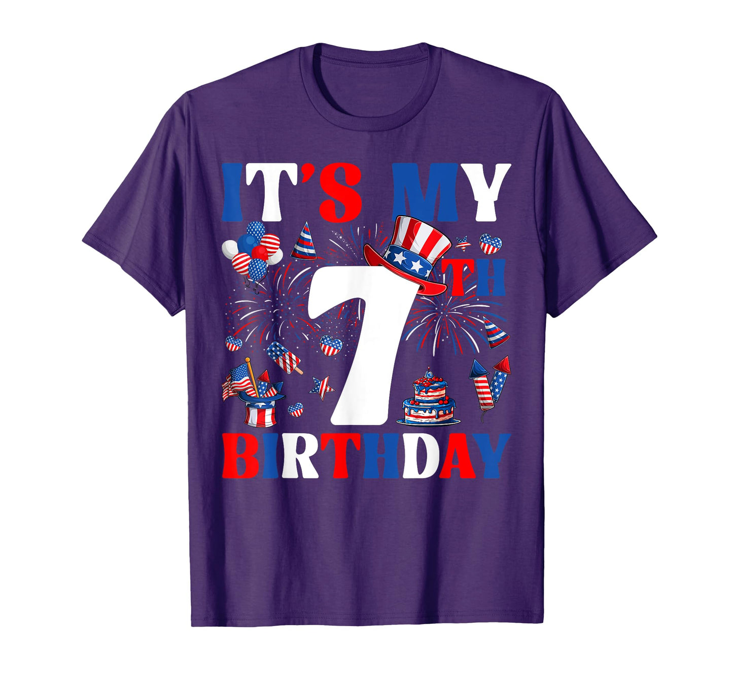 It's My 7th Birthday USA Flag Independence Day 4th Of July T-Shirt