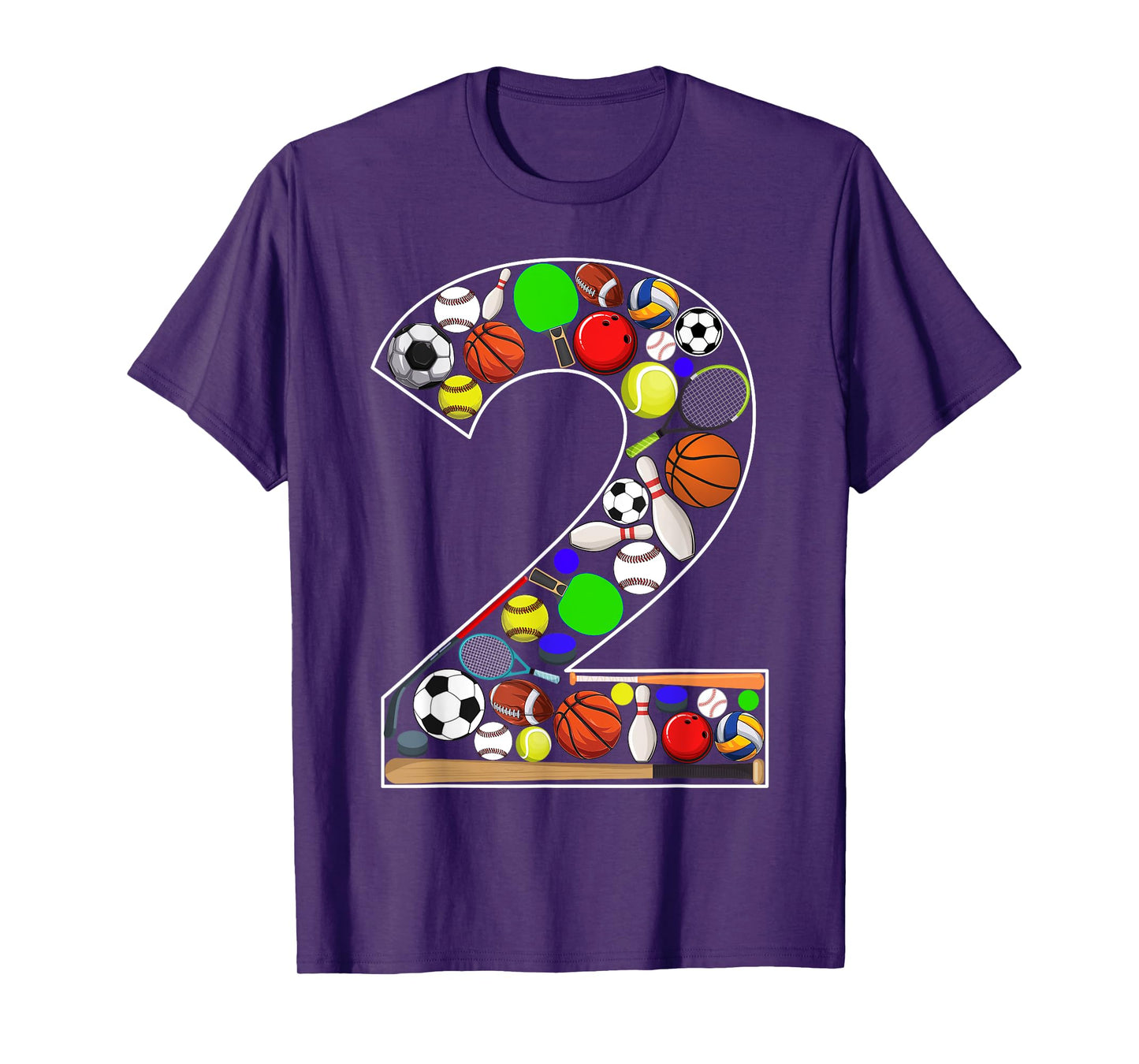 Kids 2nd Birthday Sports Big Number Two 2 Year Old Boy T-Shirt