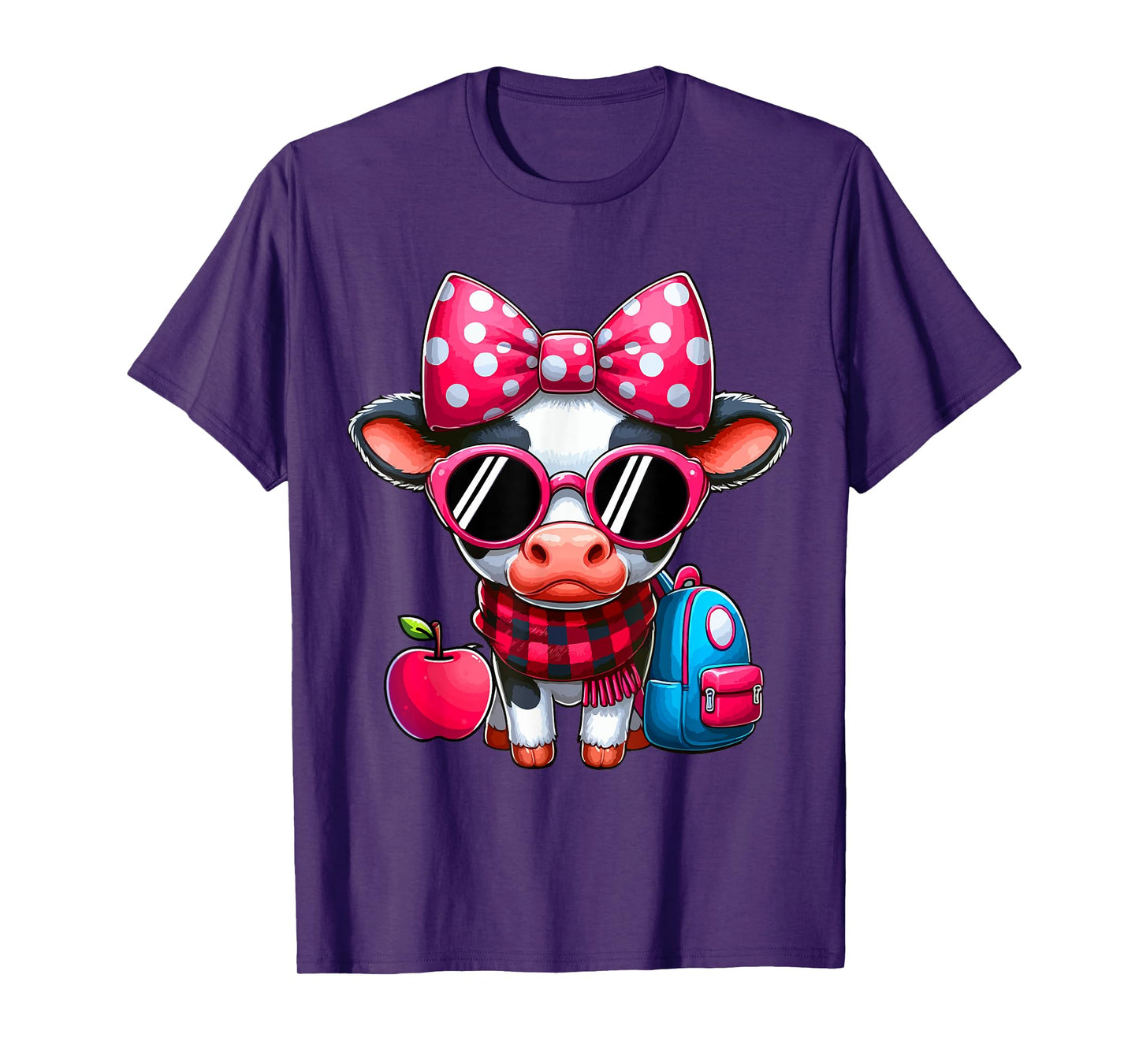 Cow Bow Tie Students Teacher Back To School Farmer Lover T-Shirt