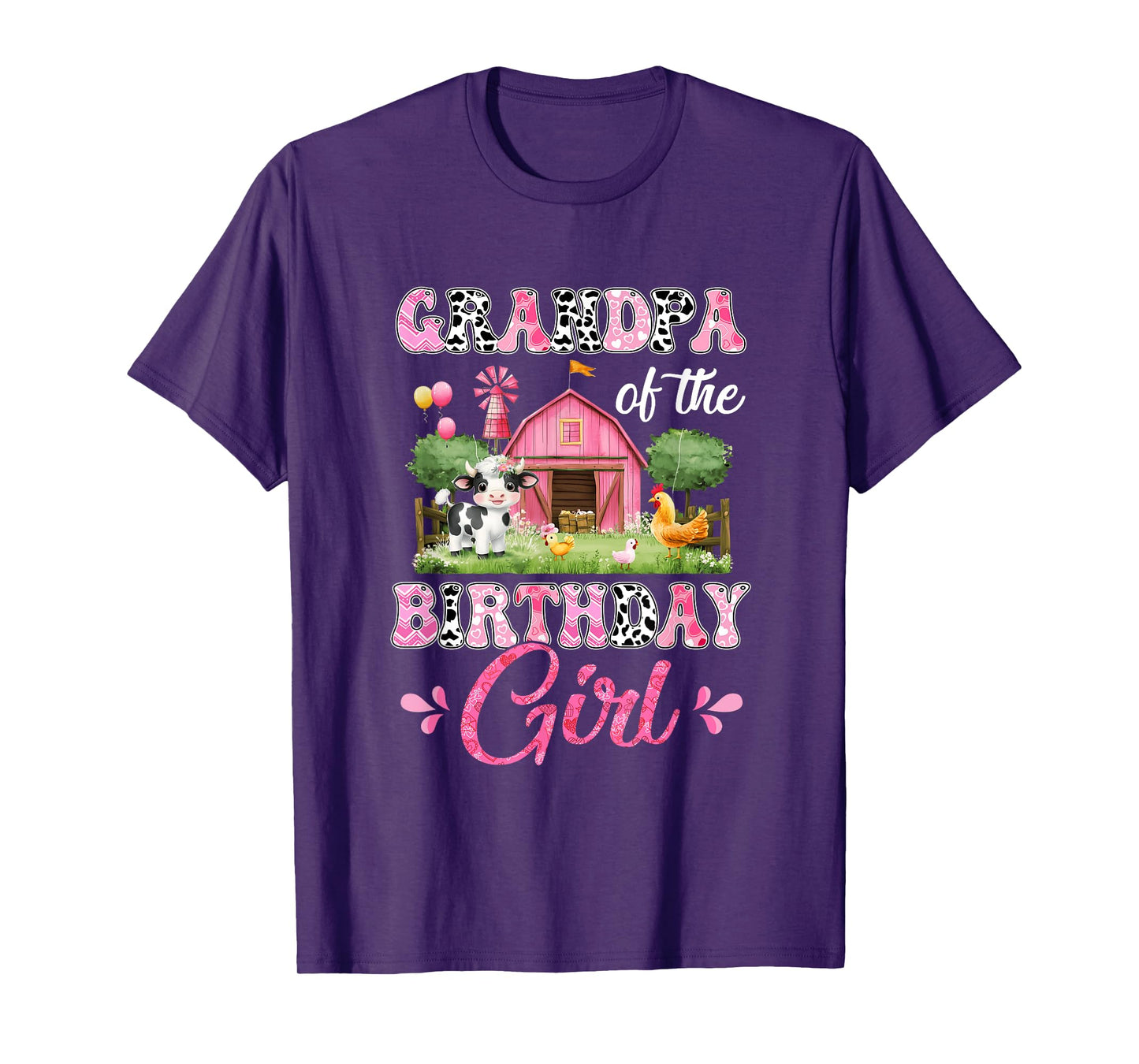 Grandpa Of The Birthday Girl 1St Birthday Cow Farm Family T-Shirt