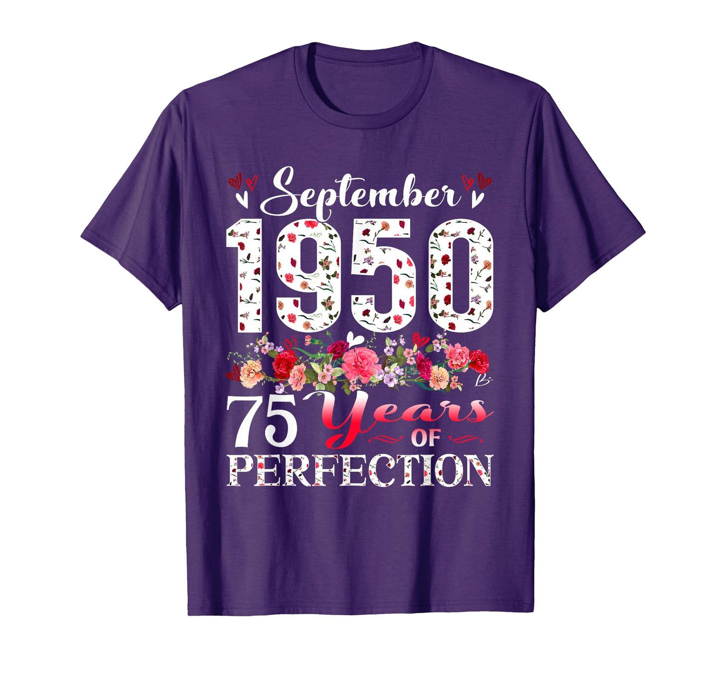 75 Year Old Floral September 1950 75th Birthday Gifts Women T-Shirt