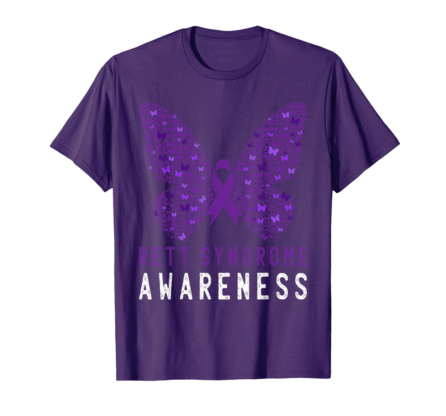 Rett Syndrome Awareness Butterfly Purple Ribbon Support T-Shirt