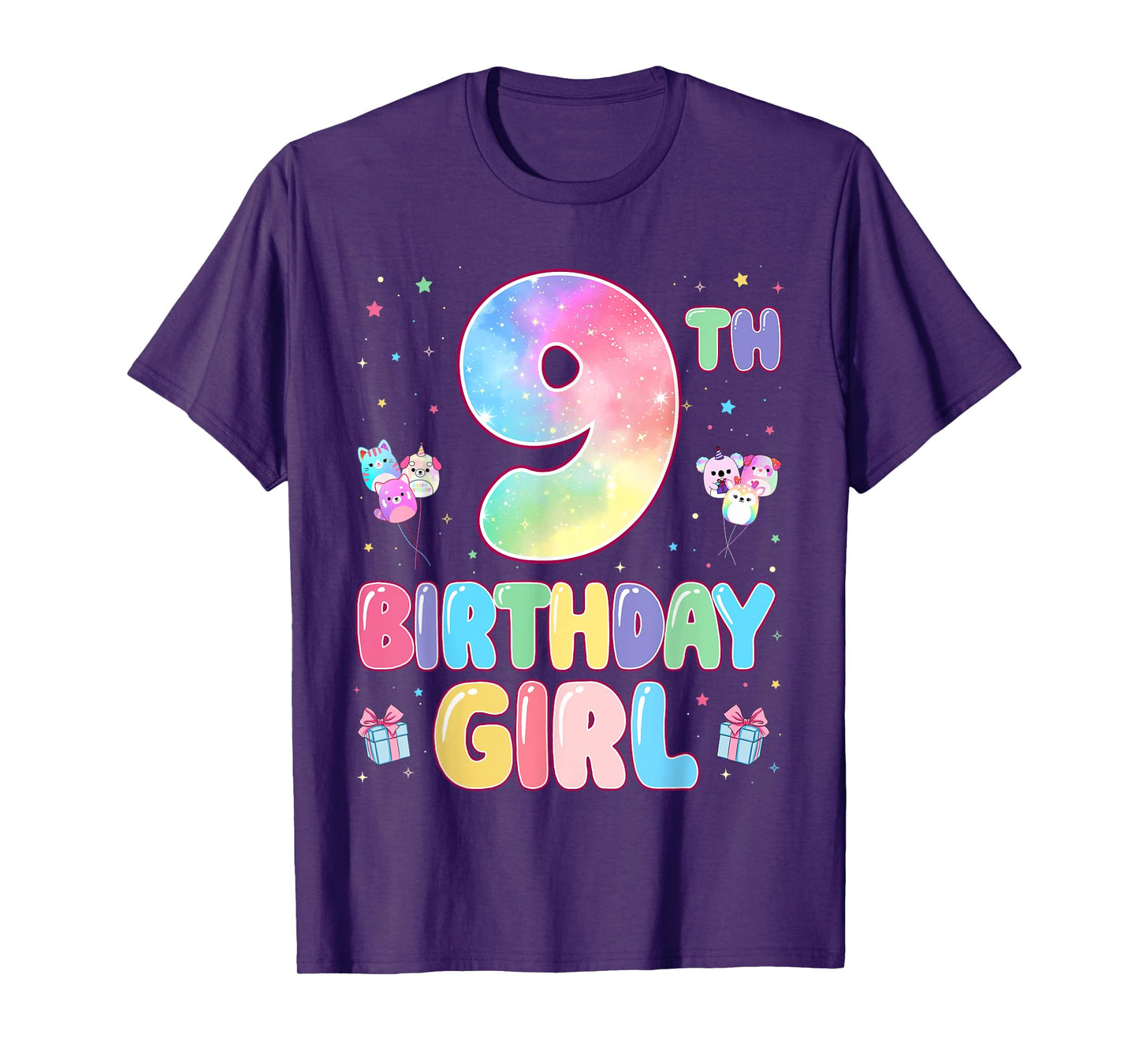Birthday Girl 9 Year Old Tie Dye 9th Birthday For Kids Girls T-Shirt