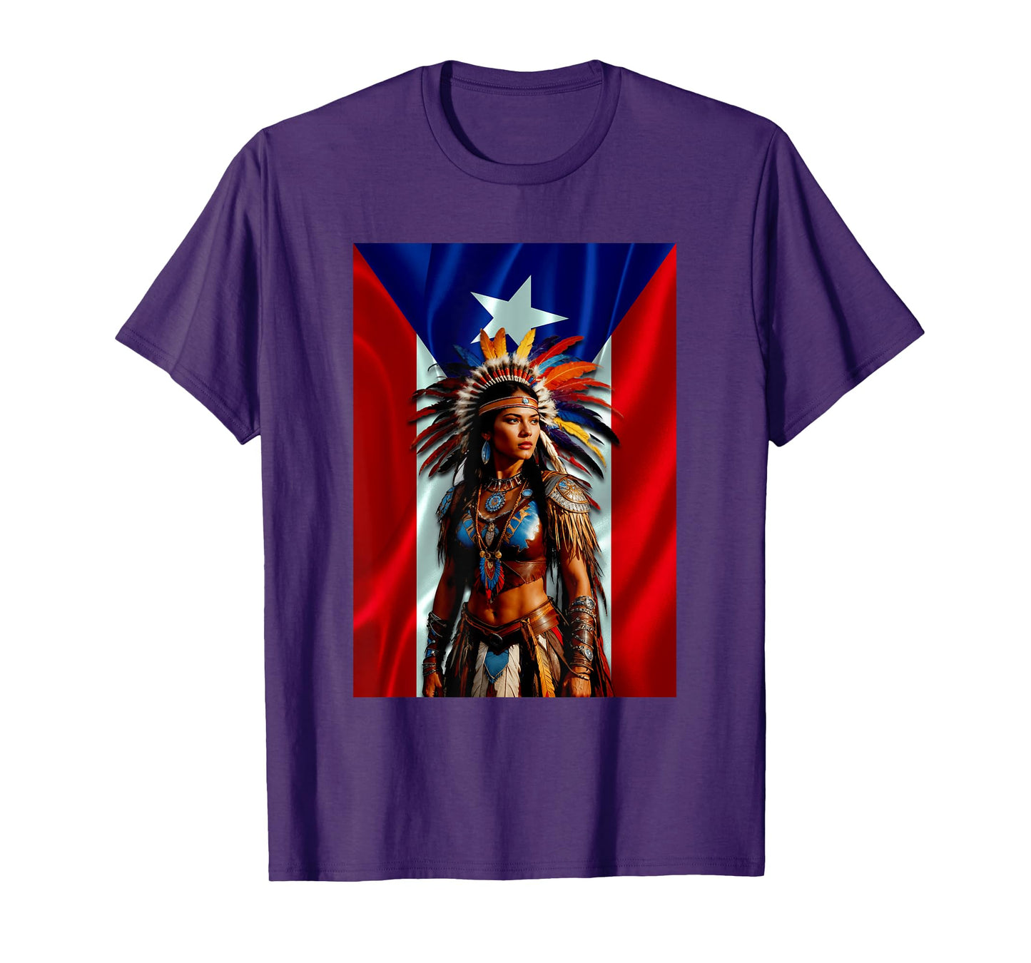 Boricua Taino Woman Puerto Rico Flag Hispanic Heritage Month T-Shirt